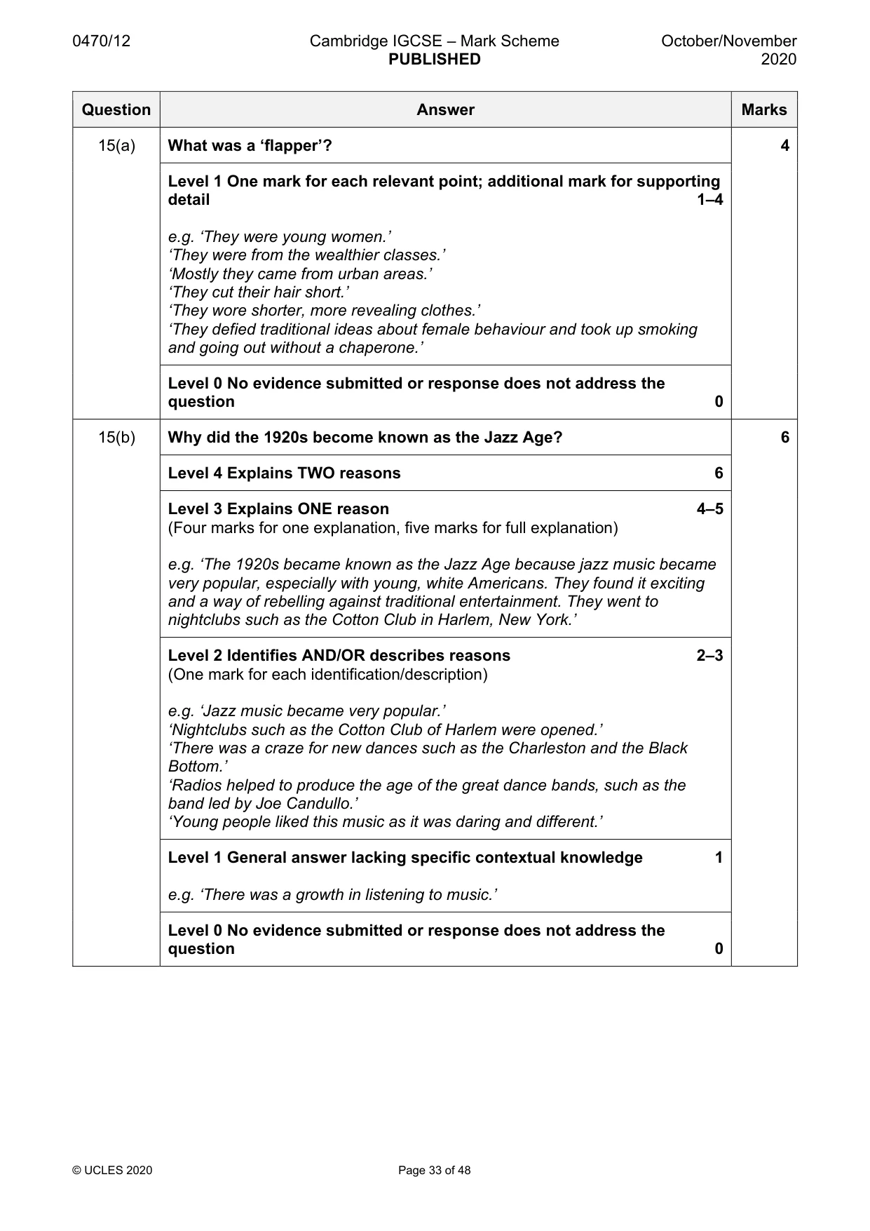 Mark scheme, page 33 of 48