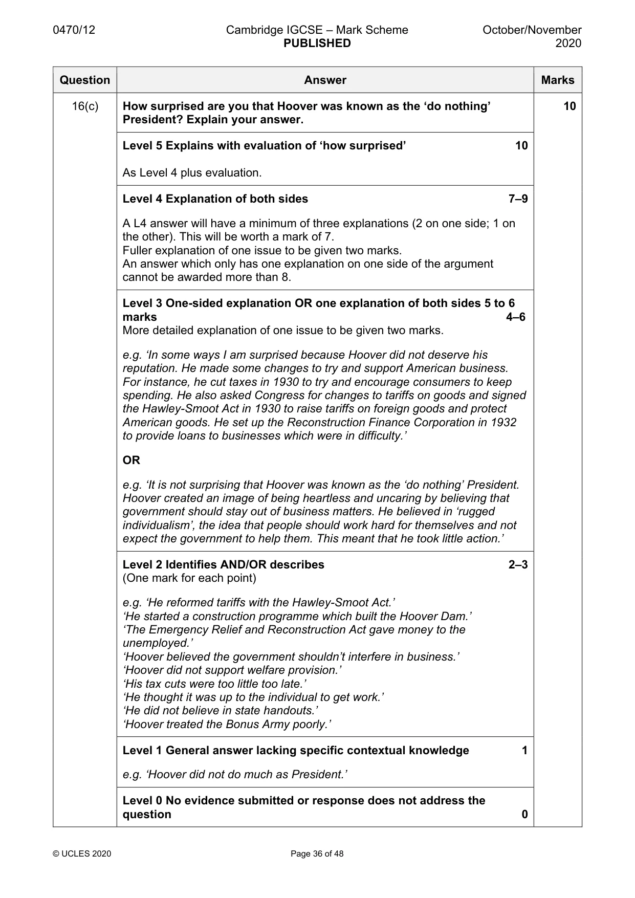 Mark scheme, page 36 of 48
