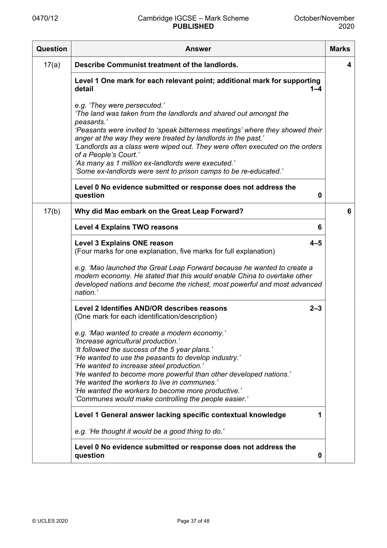 Mark scheme, page 37 of 48