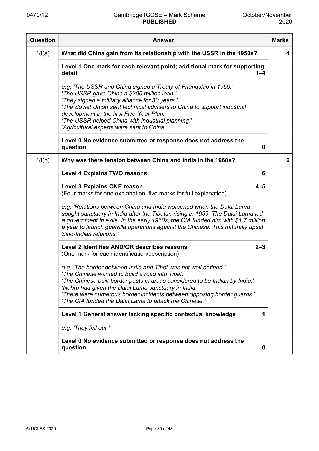 Mark scheme, page 39 of 48