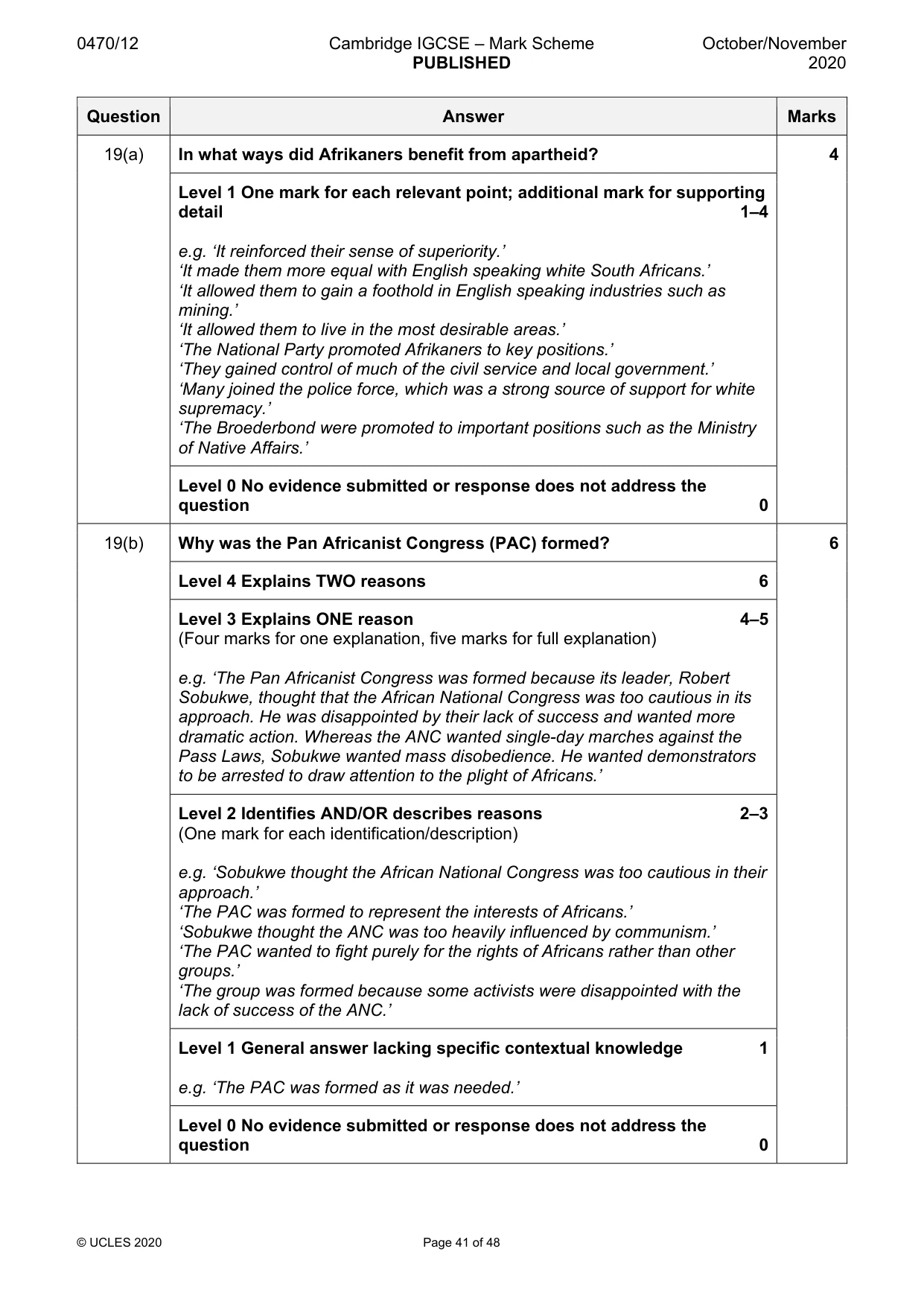 Mark scheme, page 41 of 48