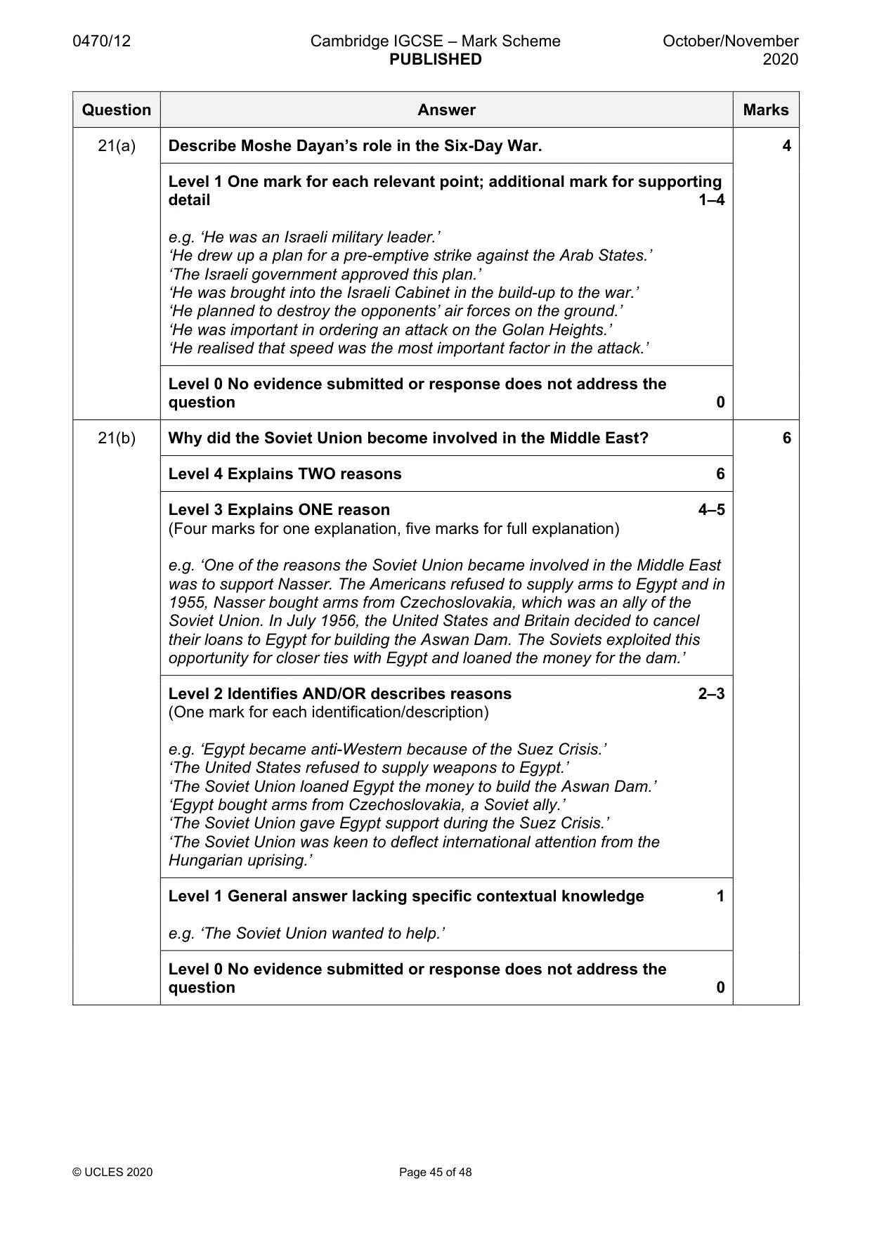 Mark scheme, page 45 of 48