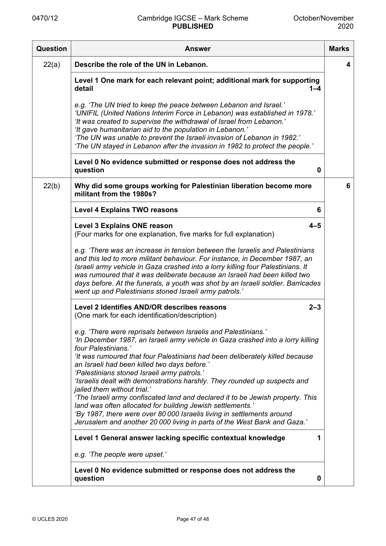 Mark scheme, page 47 of 48