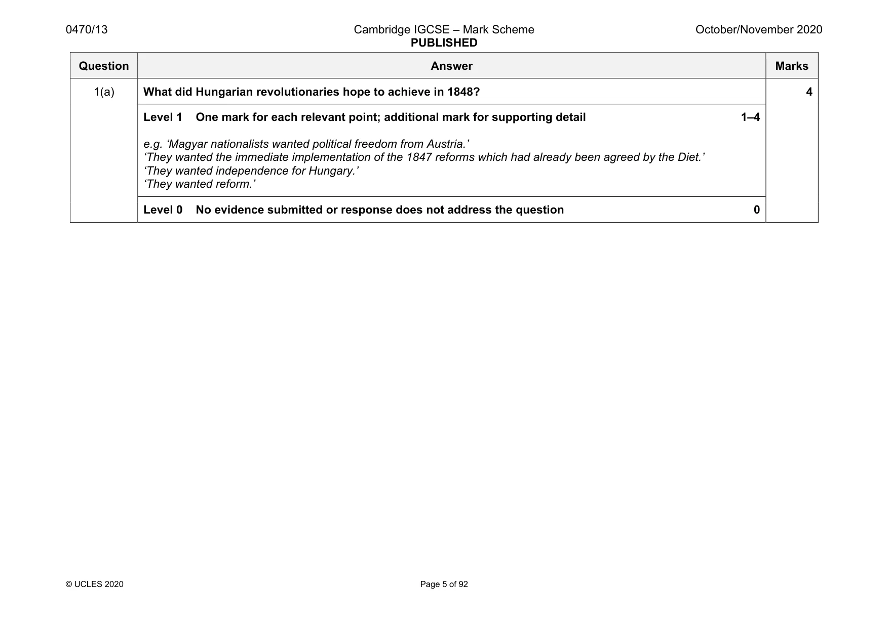 Mark scheme, page 5 of 92