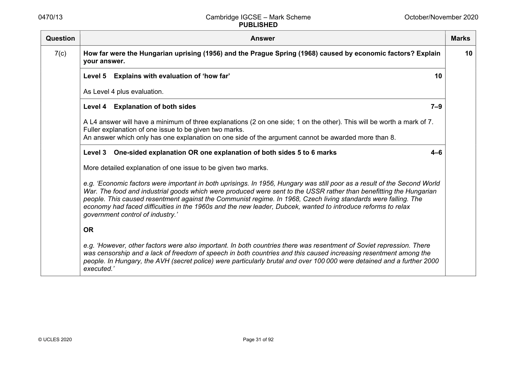 Mark scheme, page 31 of 92