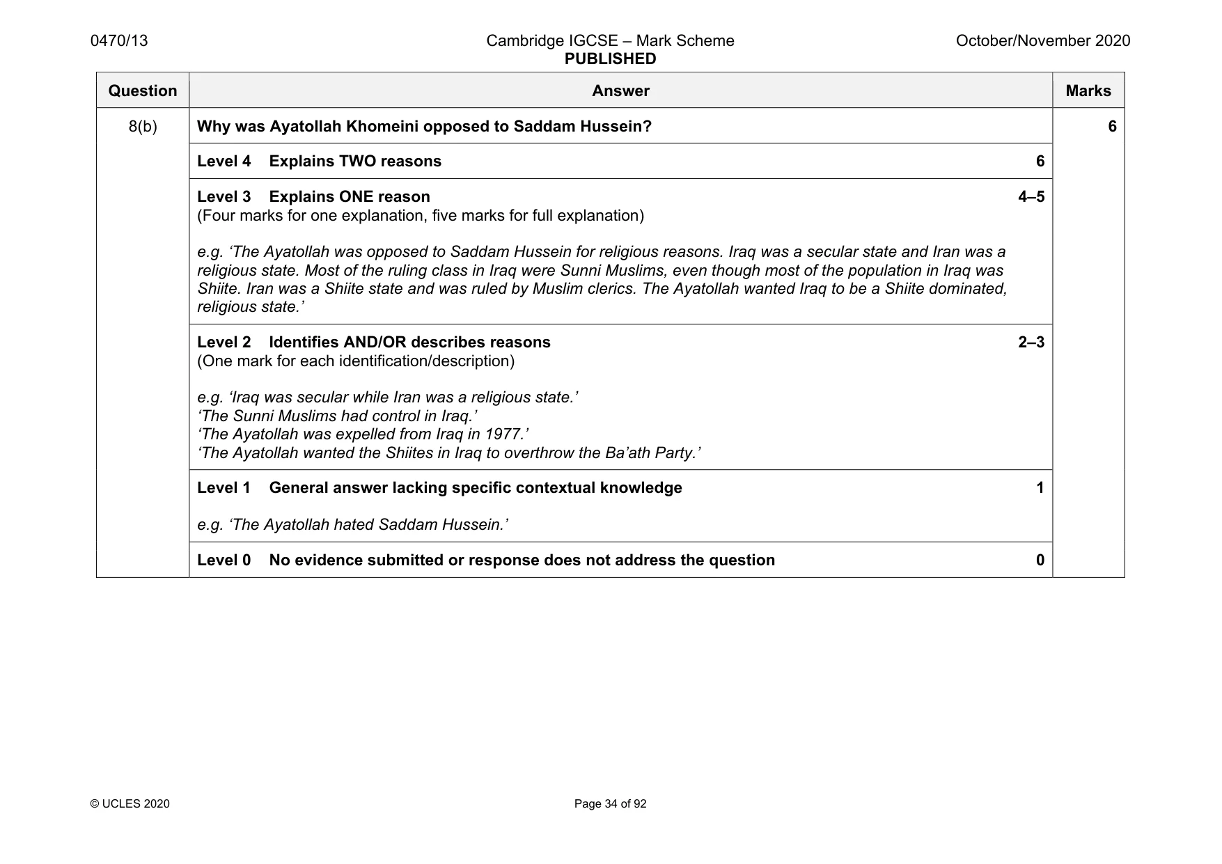 Mark scheme, page 34 of 92