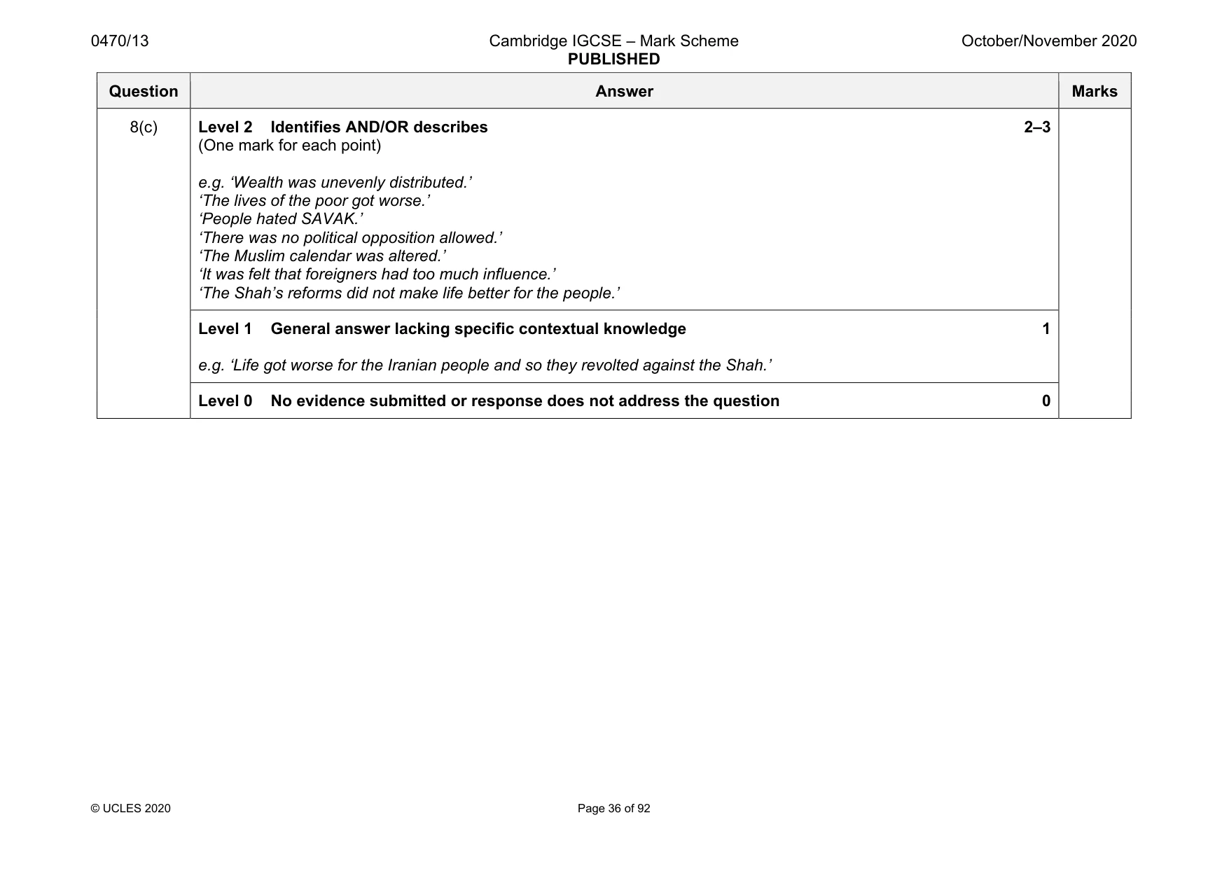 Mark scheme, page 36 of 92