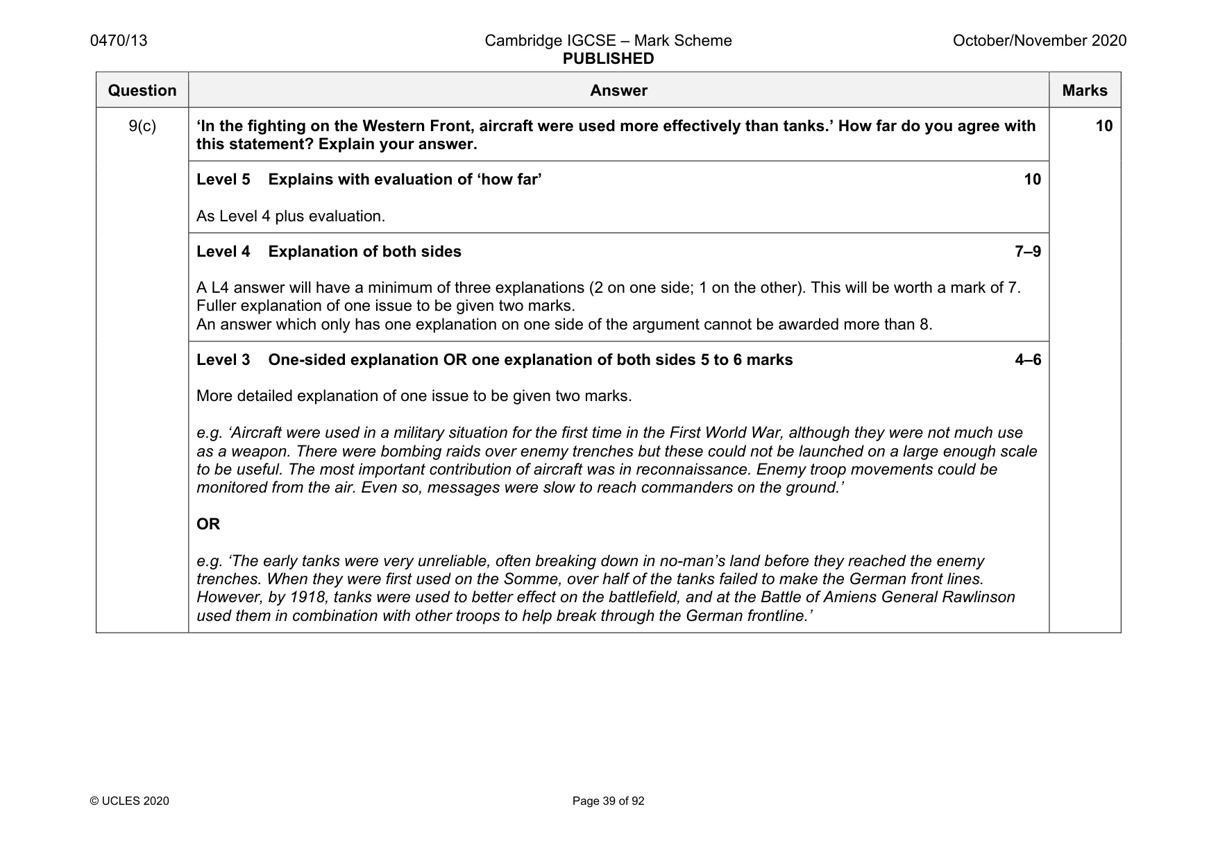 Mark scheme, page 39 of 92
