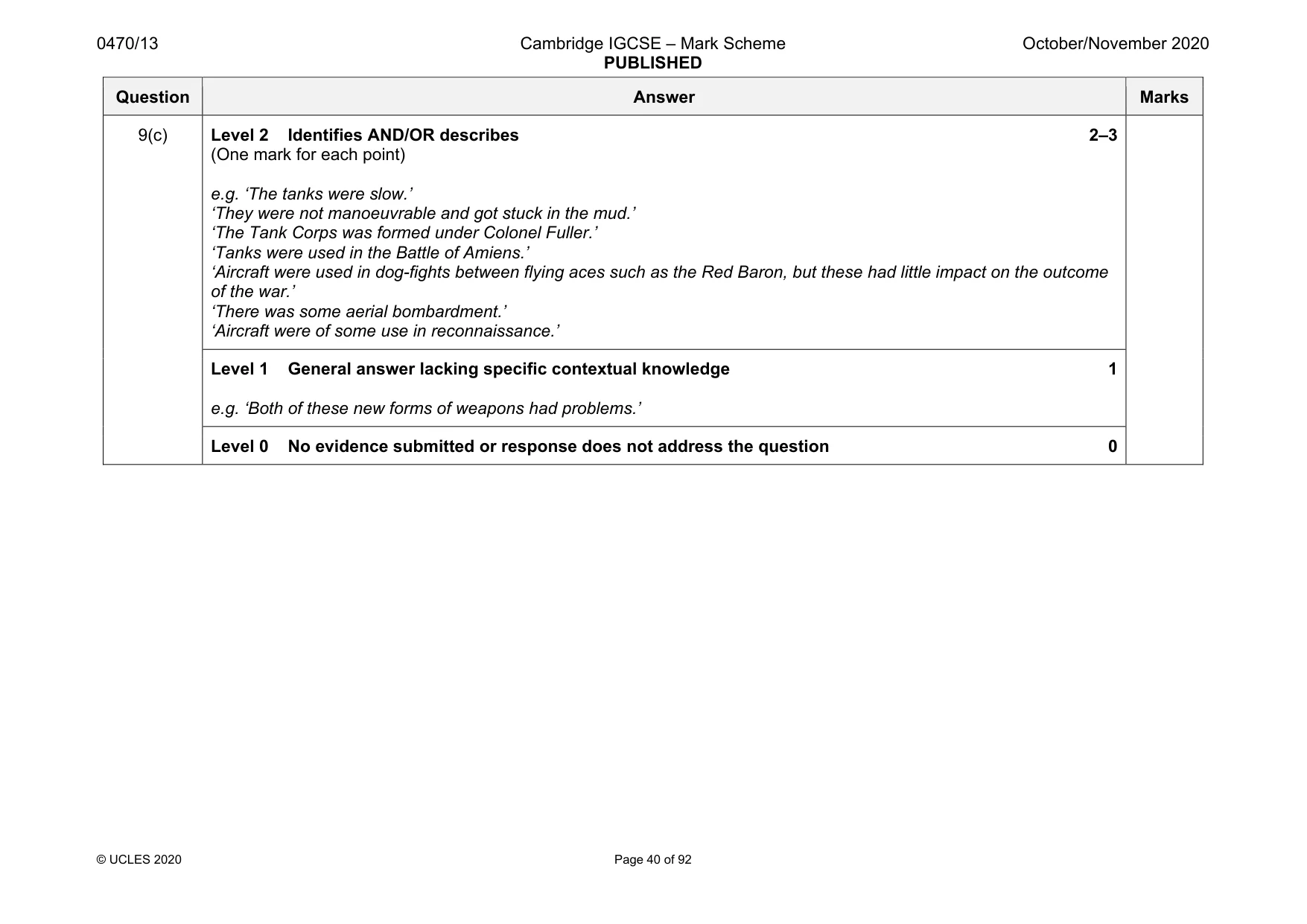 Mark scheme, page 40 of 92
