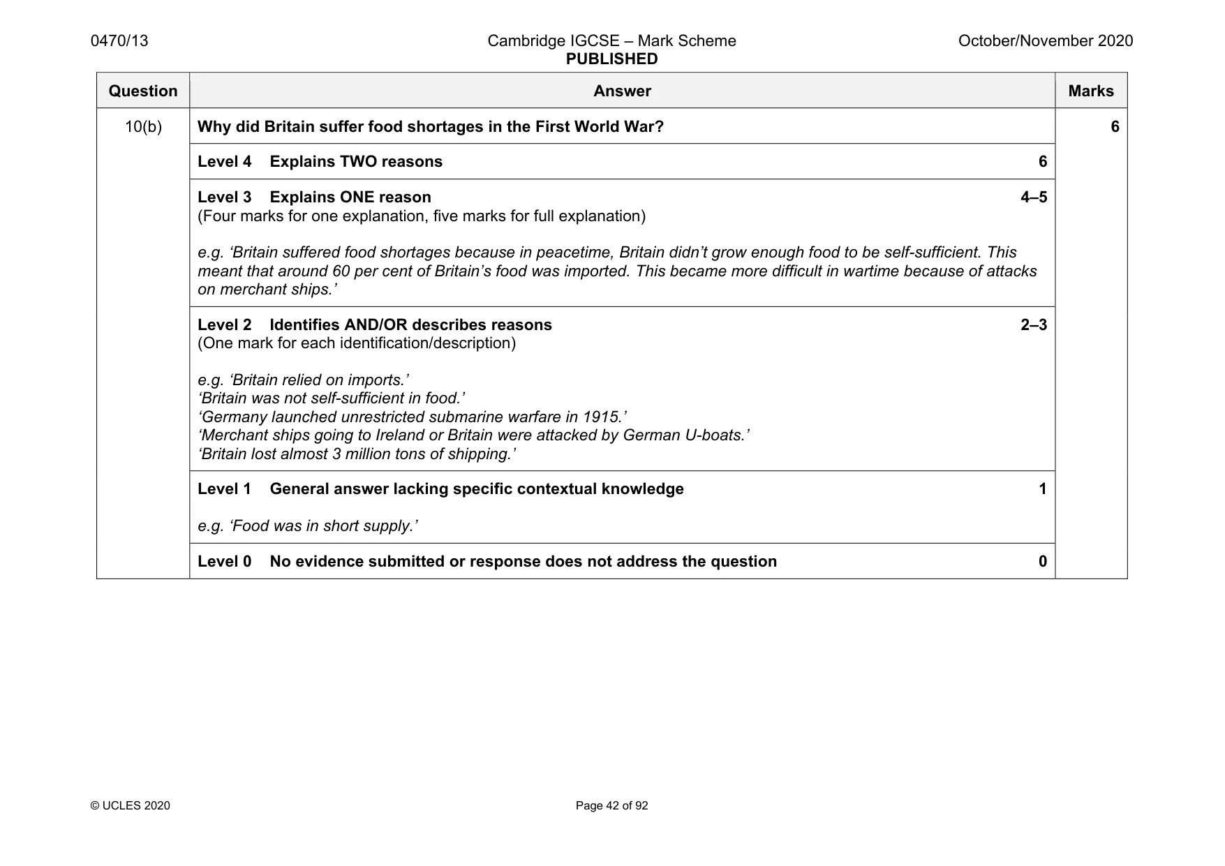 Mark scheme, page 42 of 92
