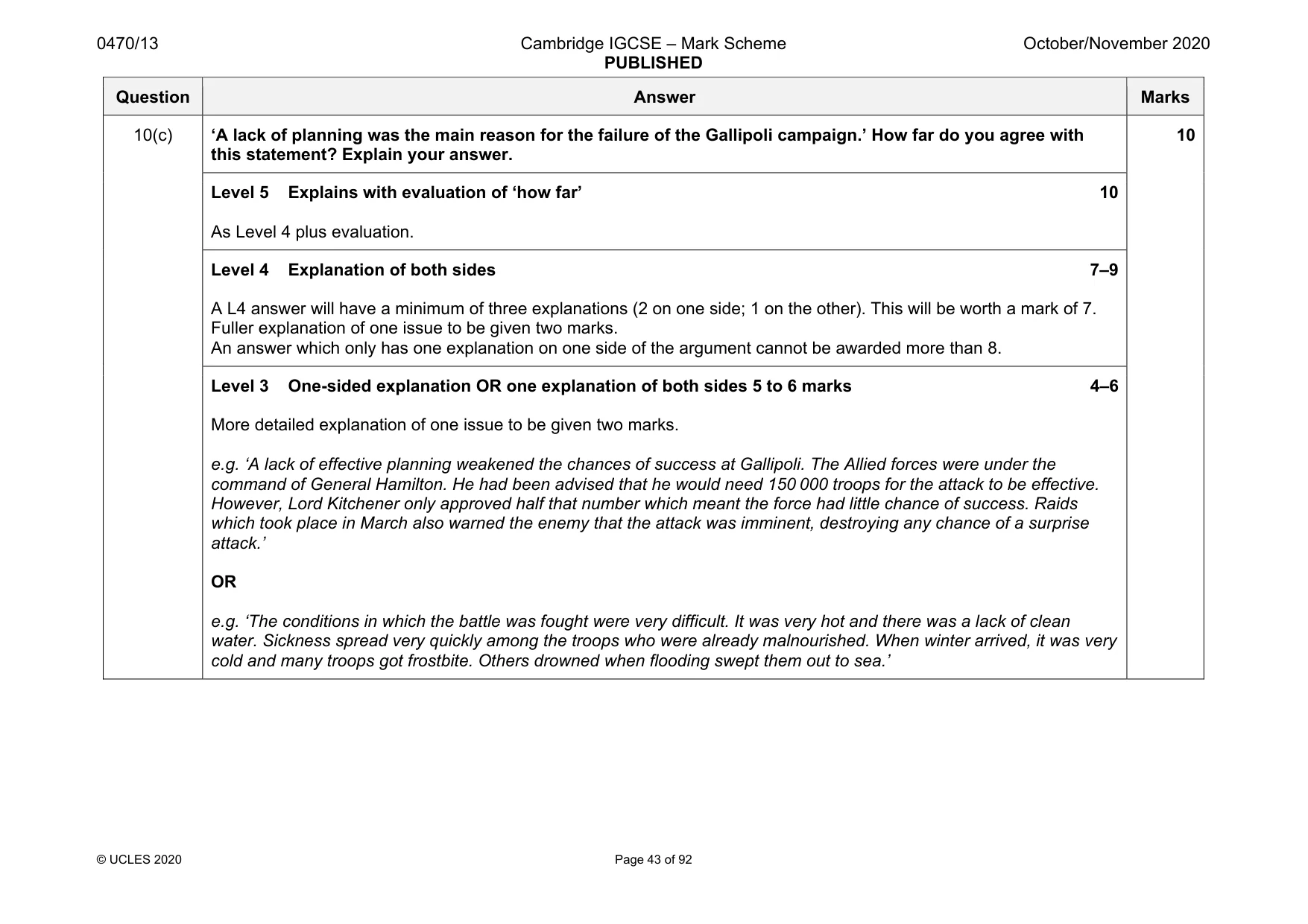 Mark scheme, page 43 of 92