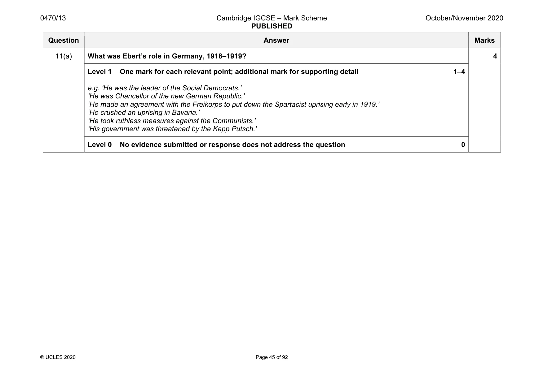 Mark scheme, page 45 of 92