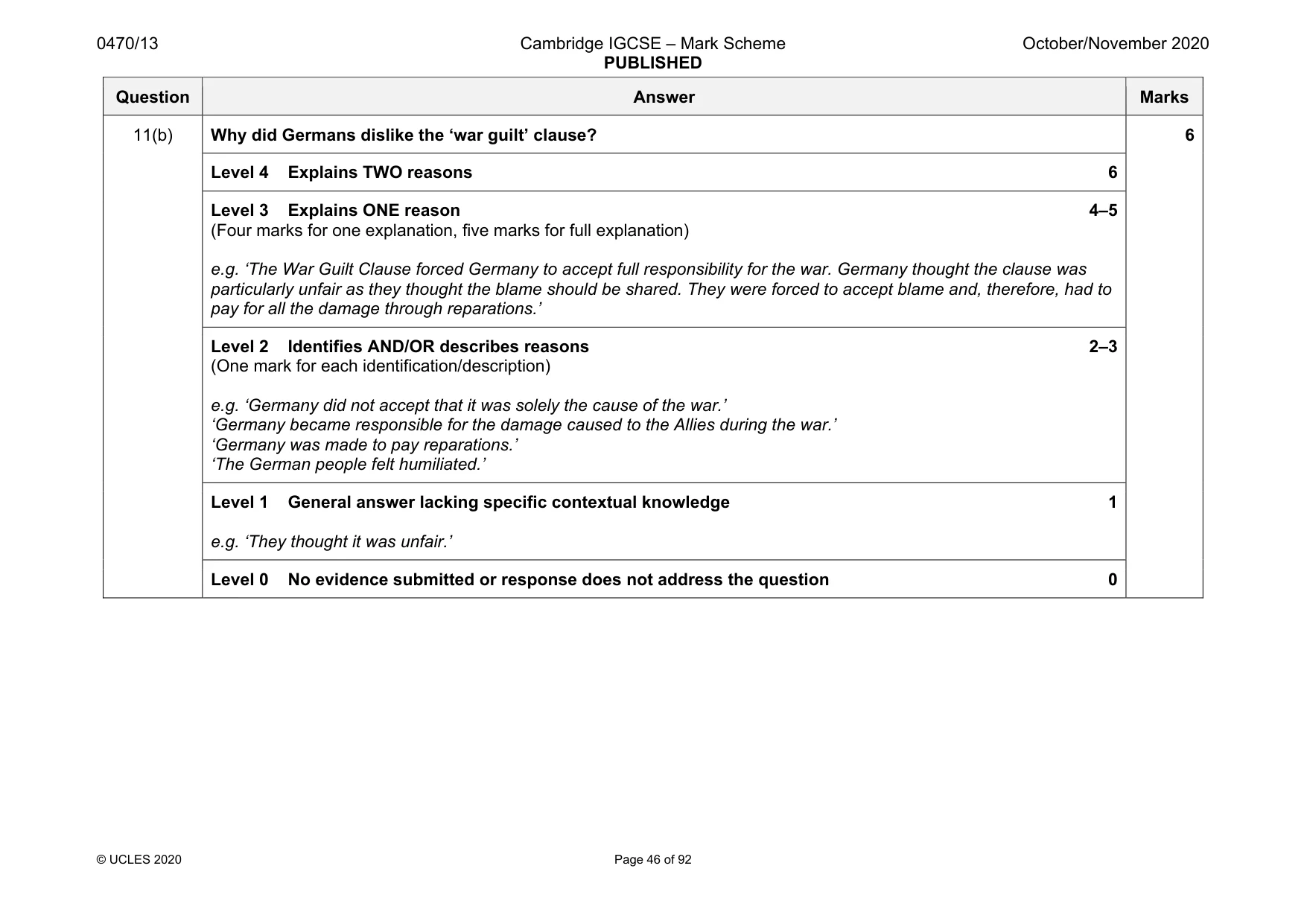 Mark scheme, page 46 of 92