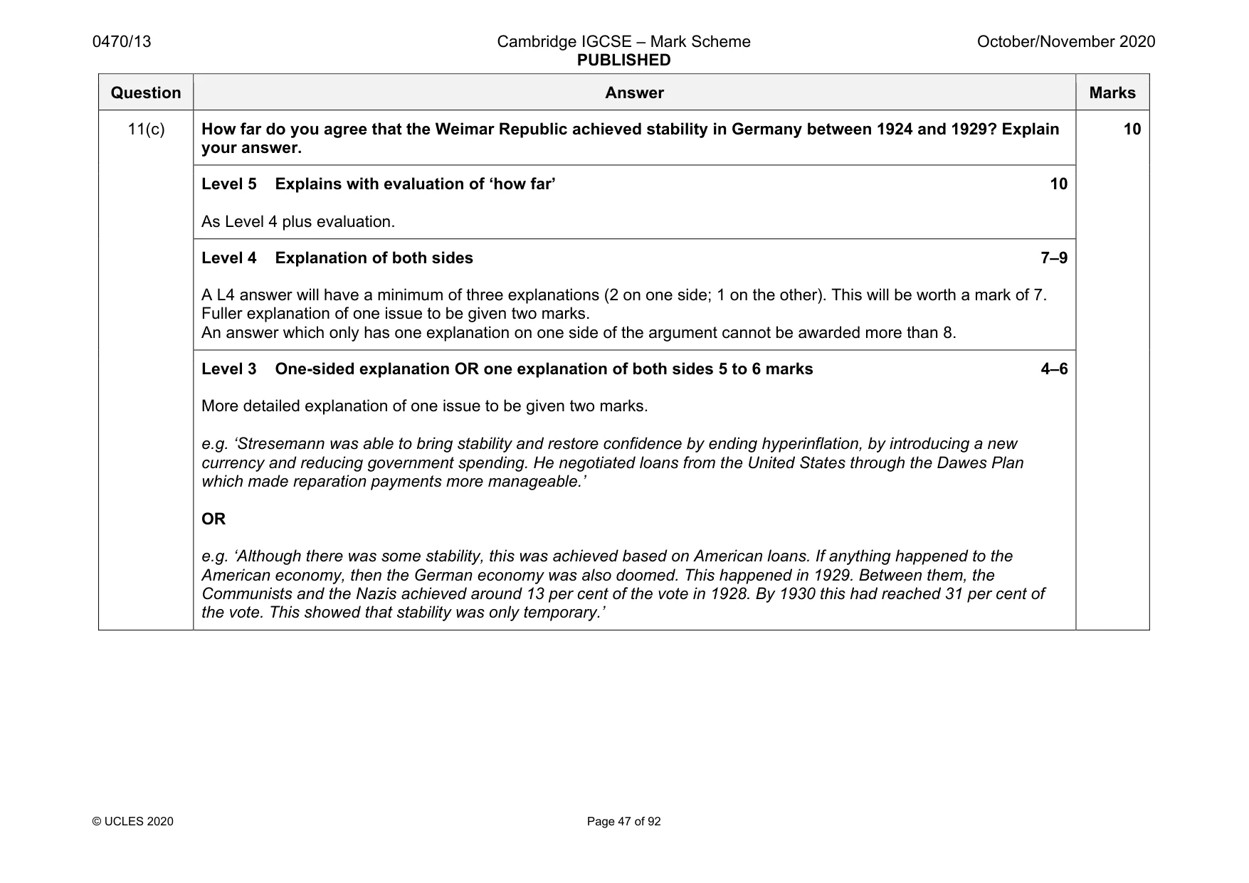 Mark scheme, page 47 of 92