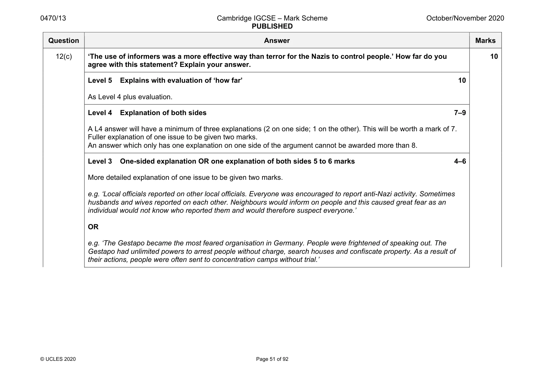 Mark scheme, page 51 of 92