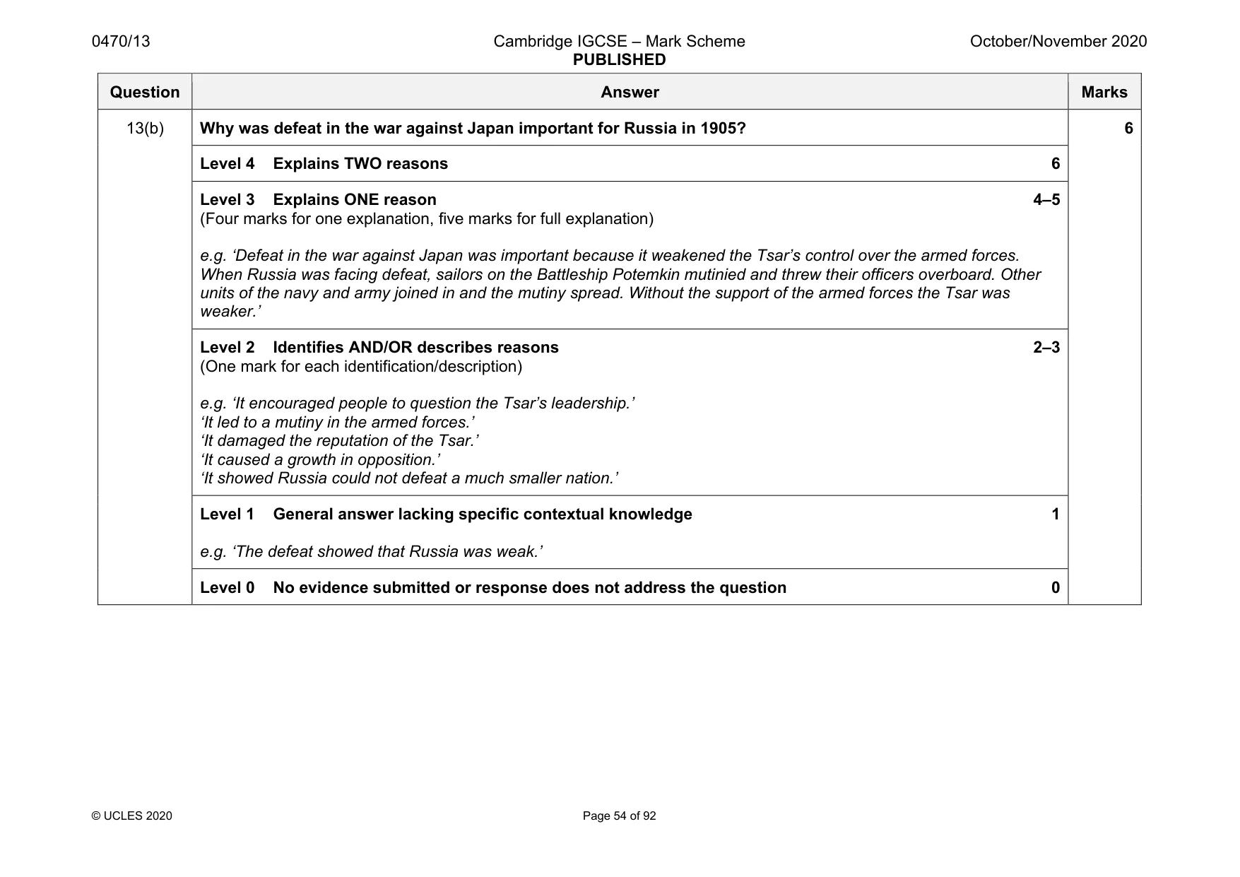 Mark scheme, page 54 of 92