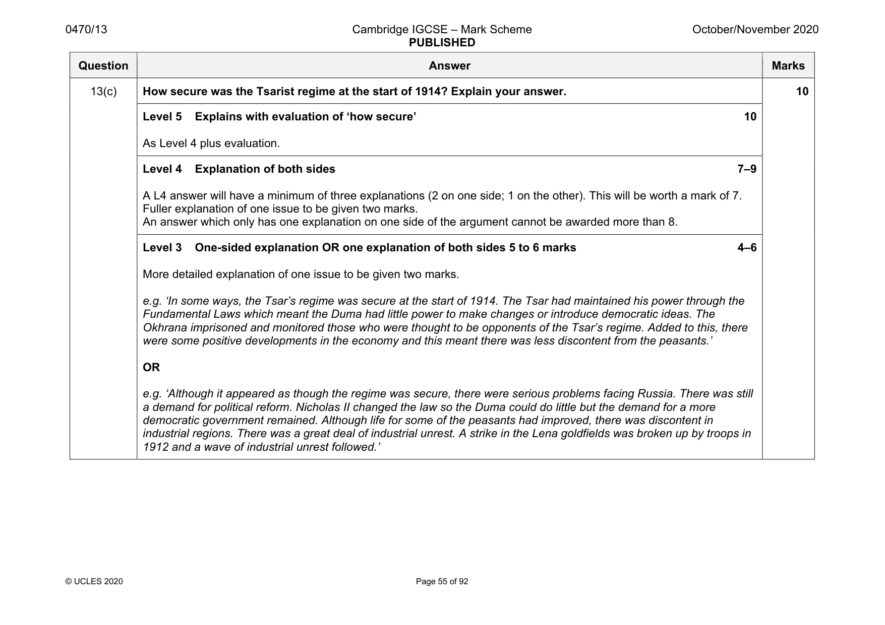 Mark scheme, page 55 of 92