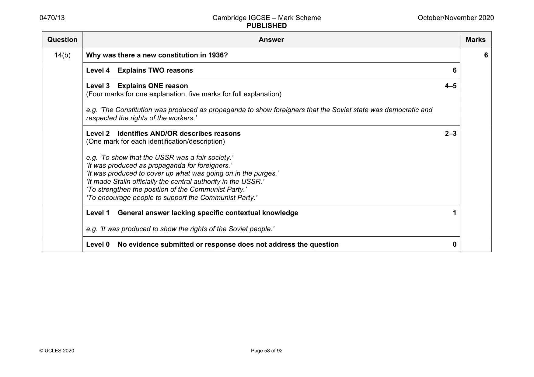 Mark scheme, page 58 of 92