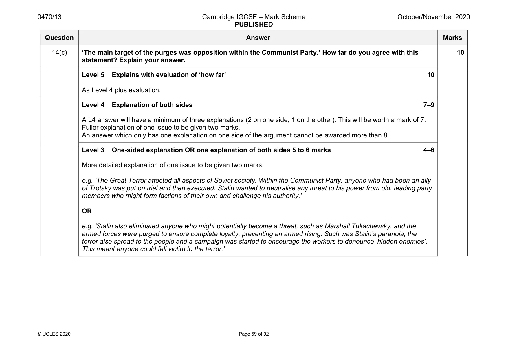 Mark scheme, page 59 of 92
