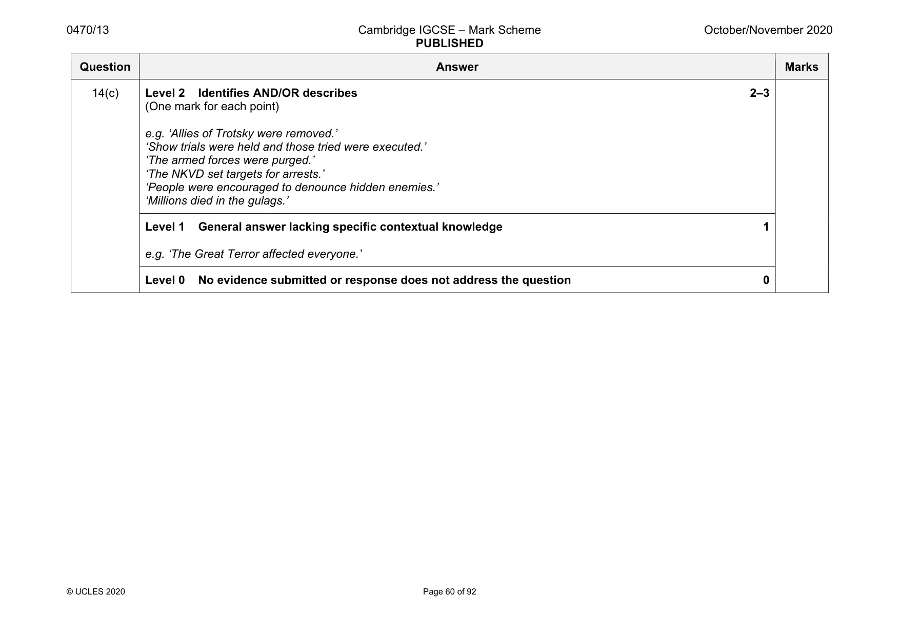 Mark scheme, page 60 of 92