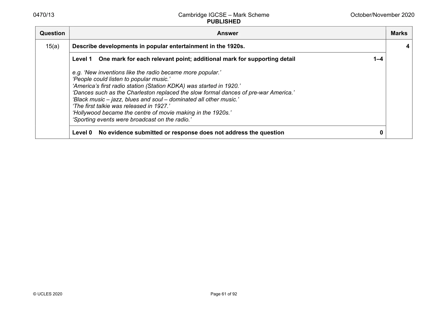 Mark scheme, page 61 of 92
