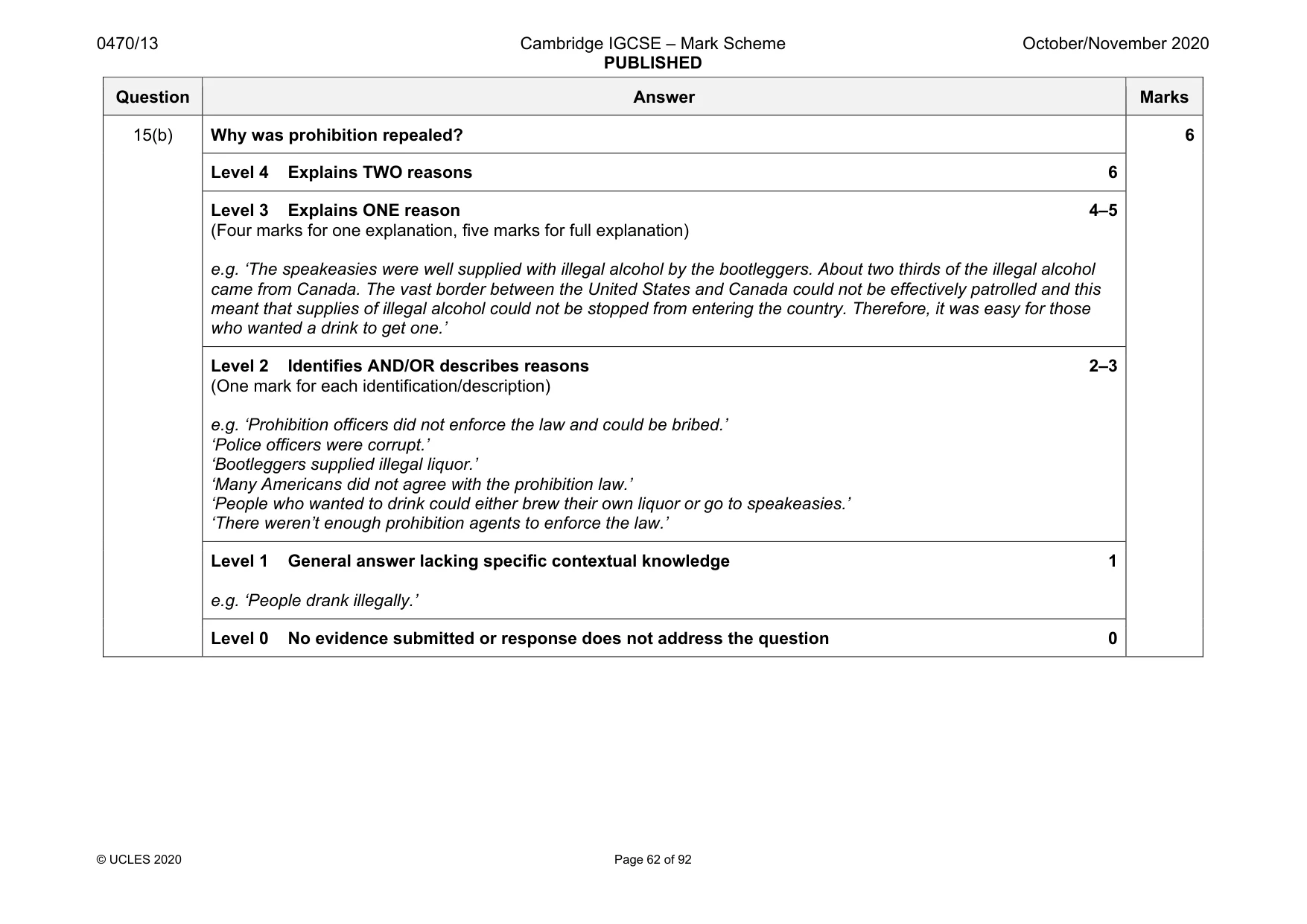 Mark scheme, page 62 of 92