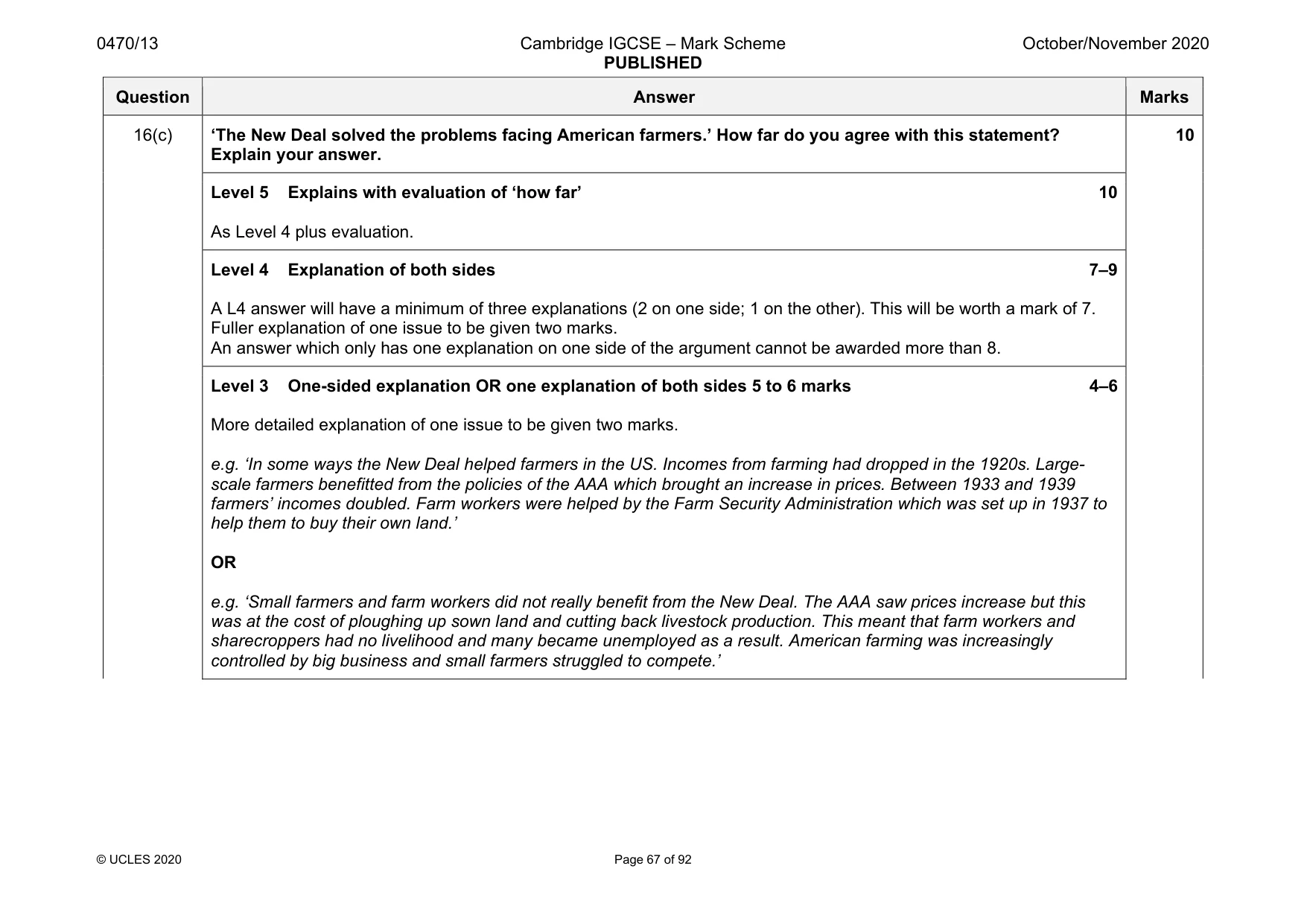 Mark scheme, page 67 of 92