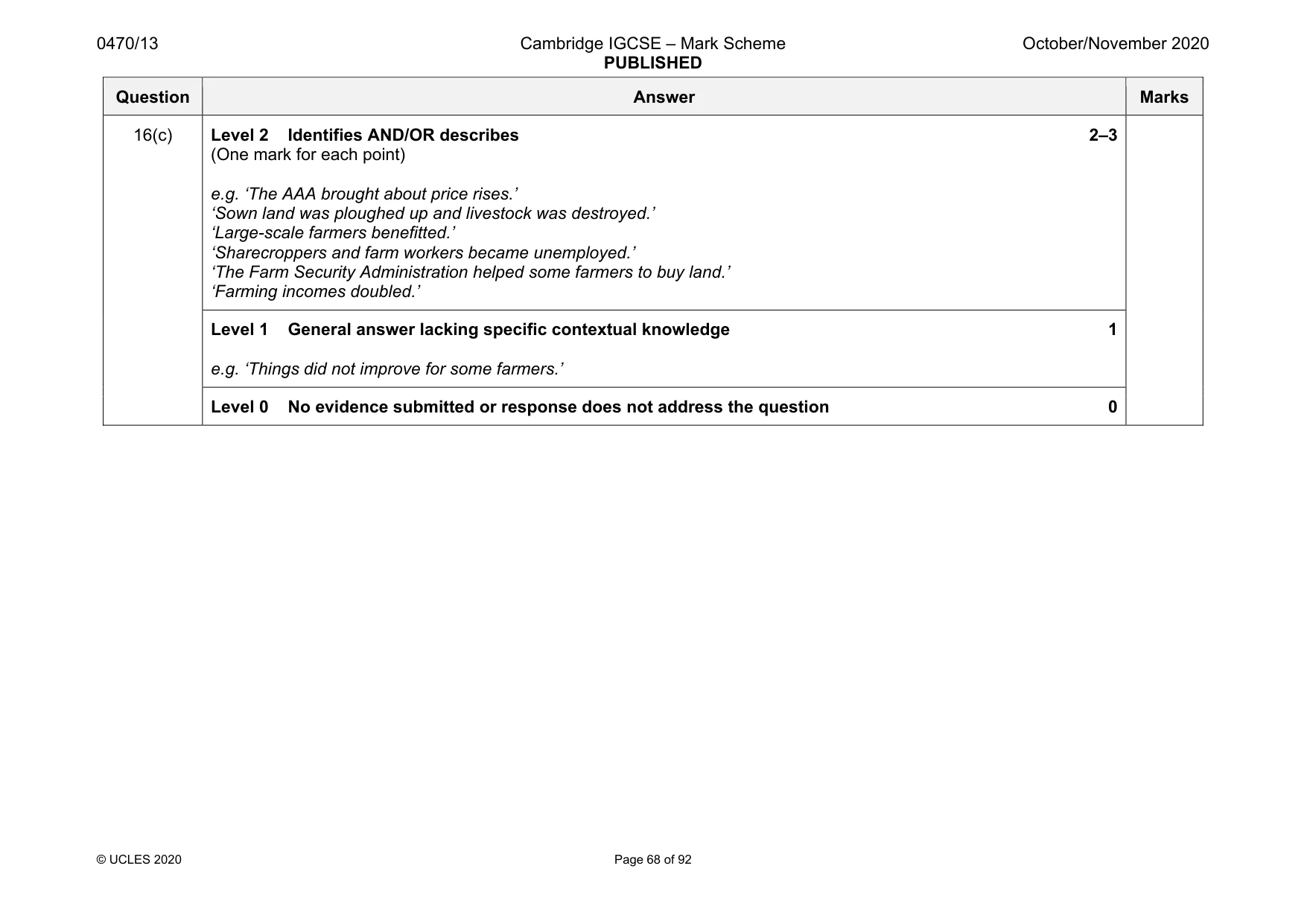 Mark scheme, page 68 of 92