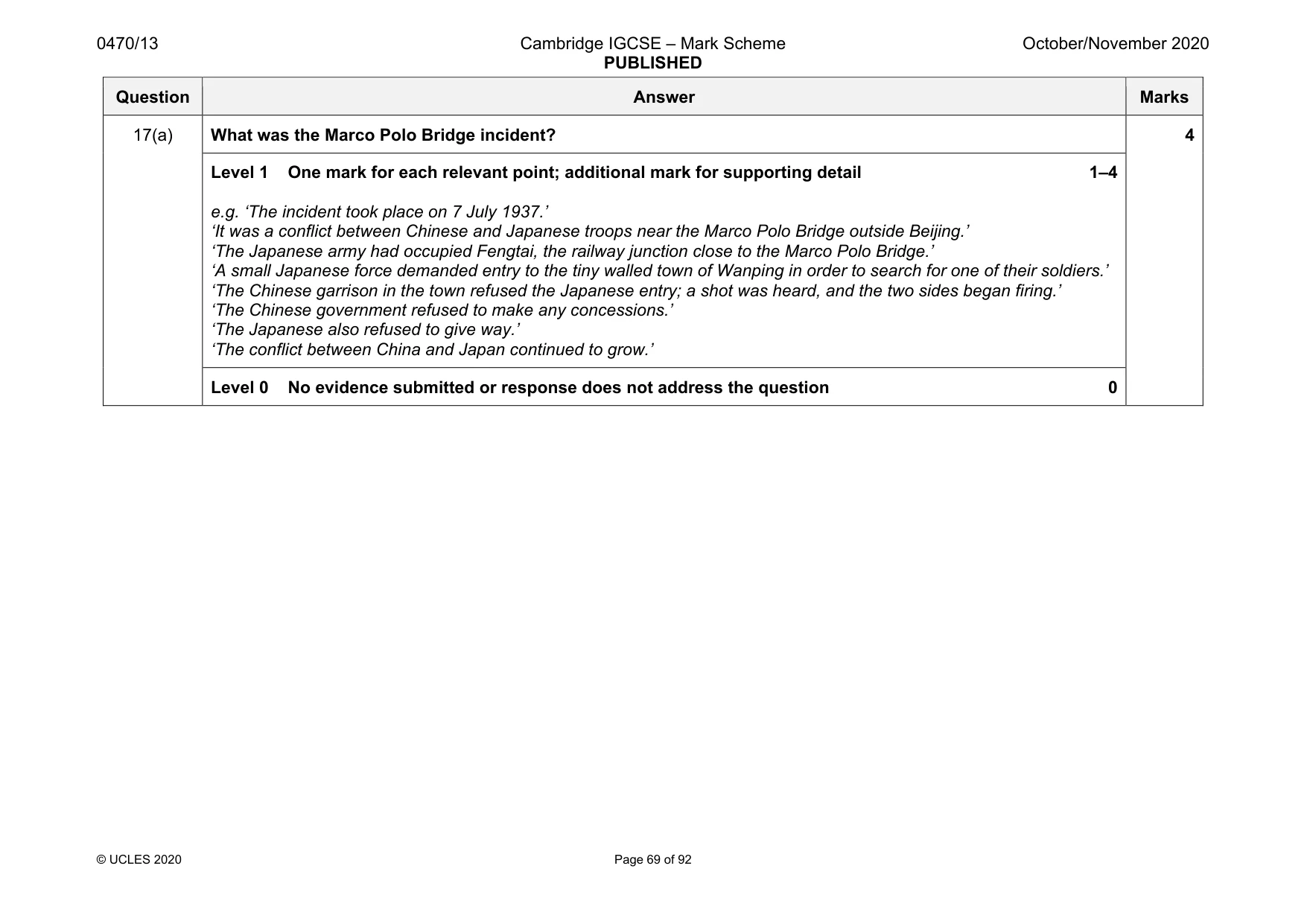 Mark scheme, page 69 of 92