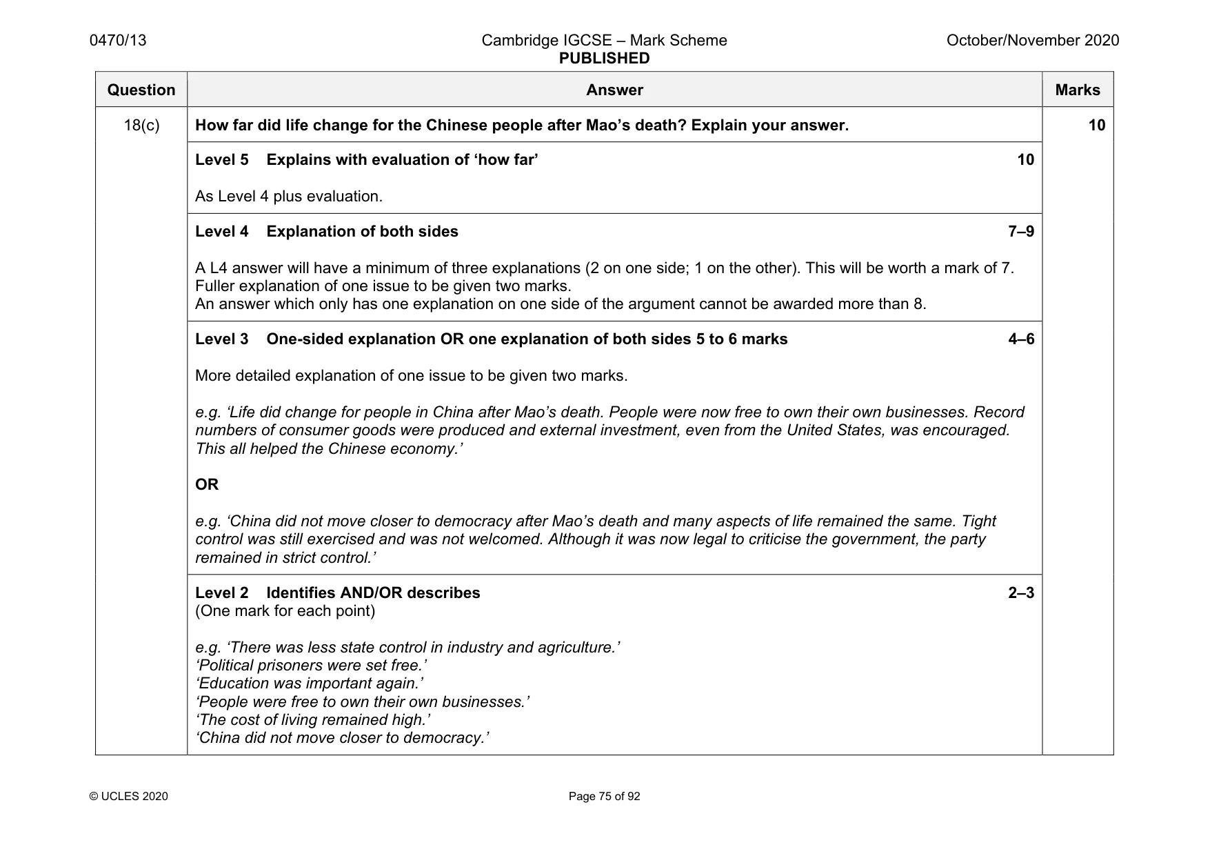 Mark scheme, page 75 of 92