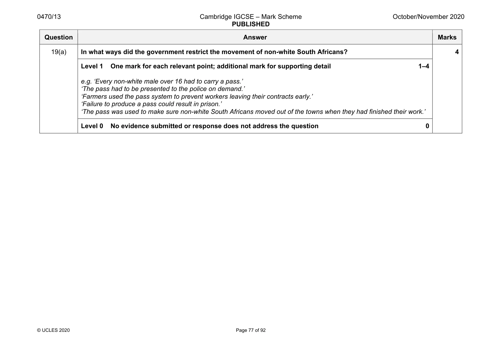 Mark scheme, page 77 of 92
