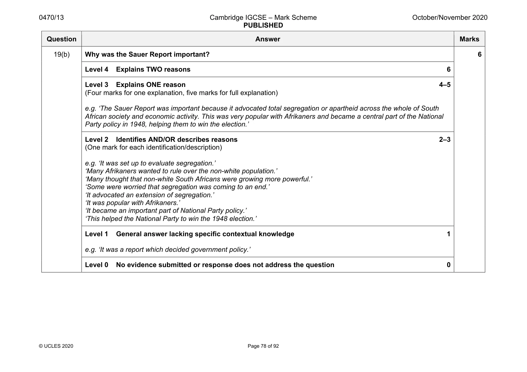 Mark scheme, page 78 of 92