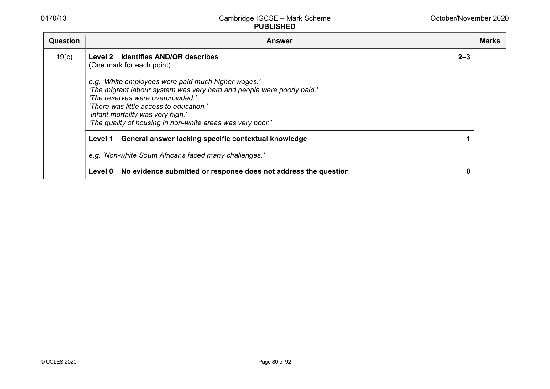 Mark scheme, page 80 of 92