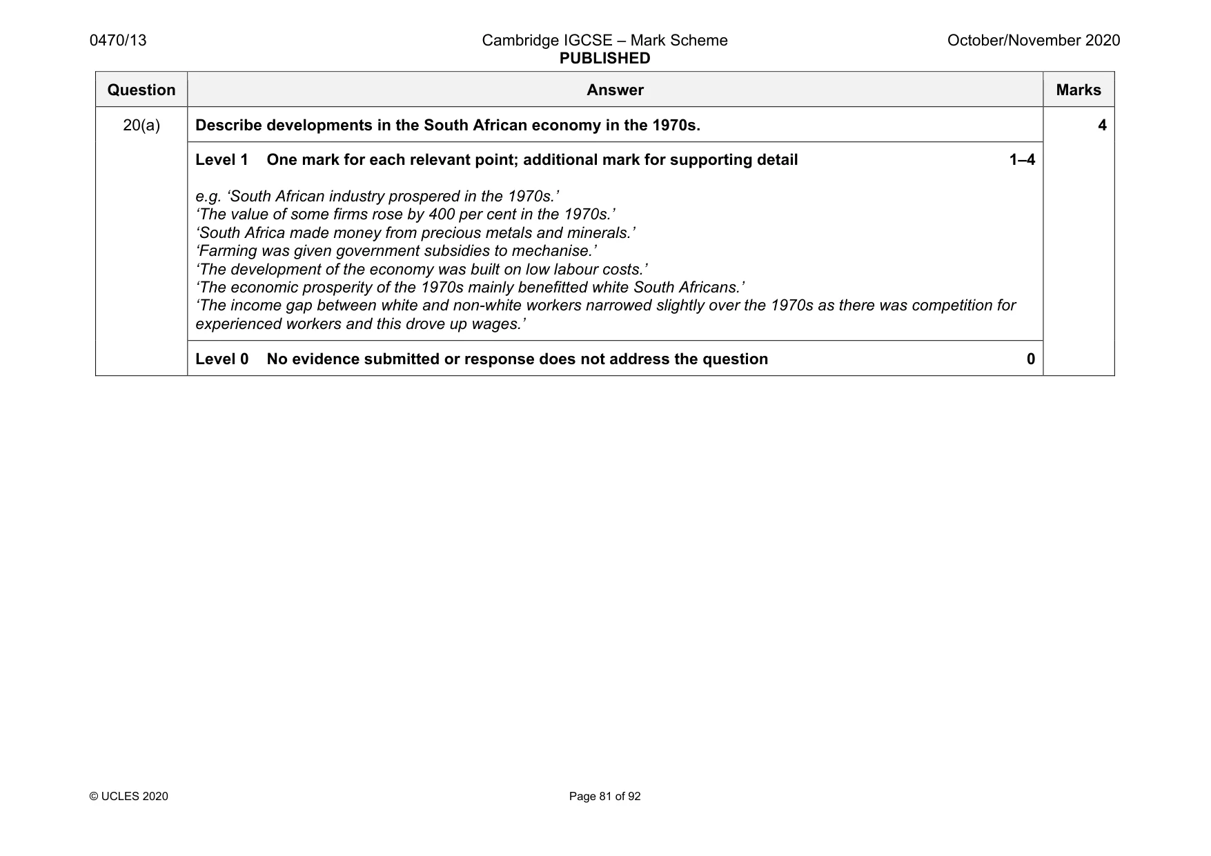 Mark scheme, page 81 of 92