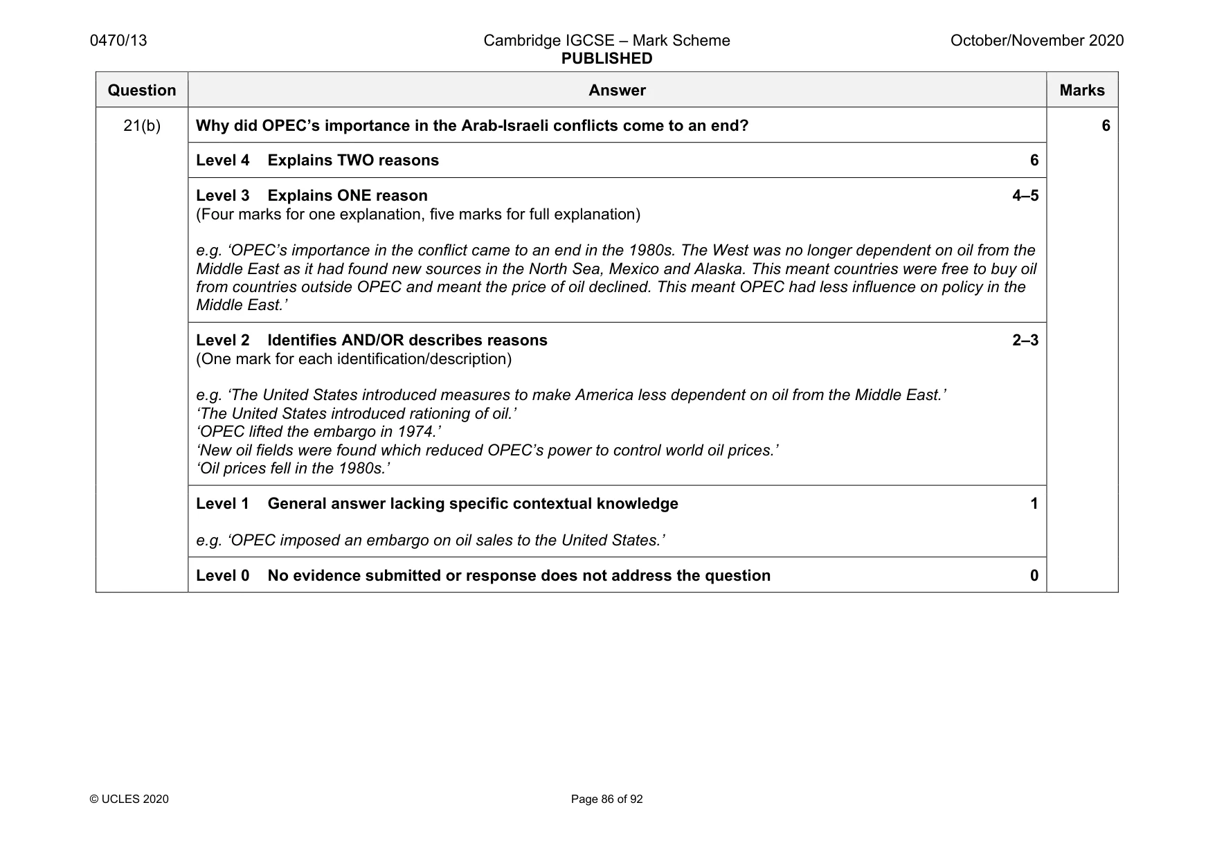 Mark scheme, page 86 of 92