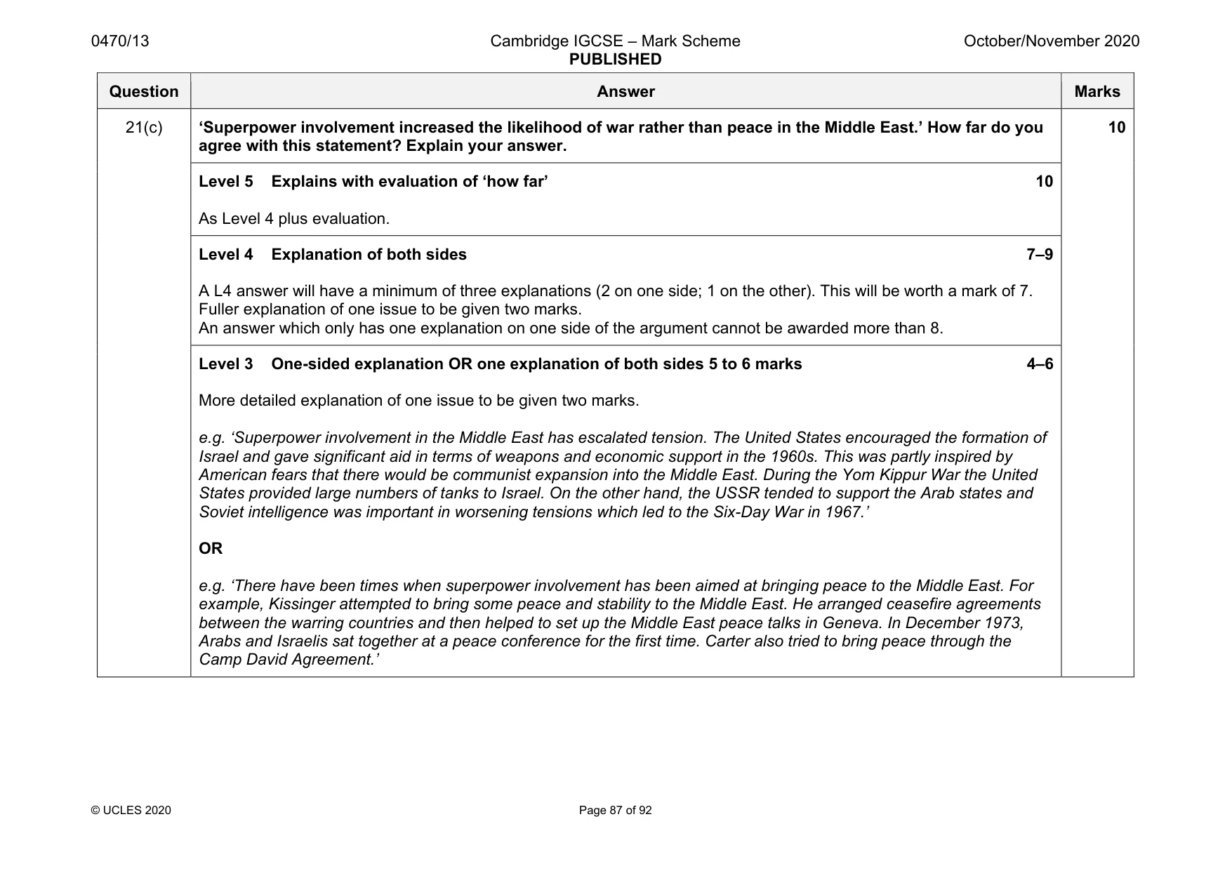 Mark scheme, page 87 of 92