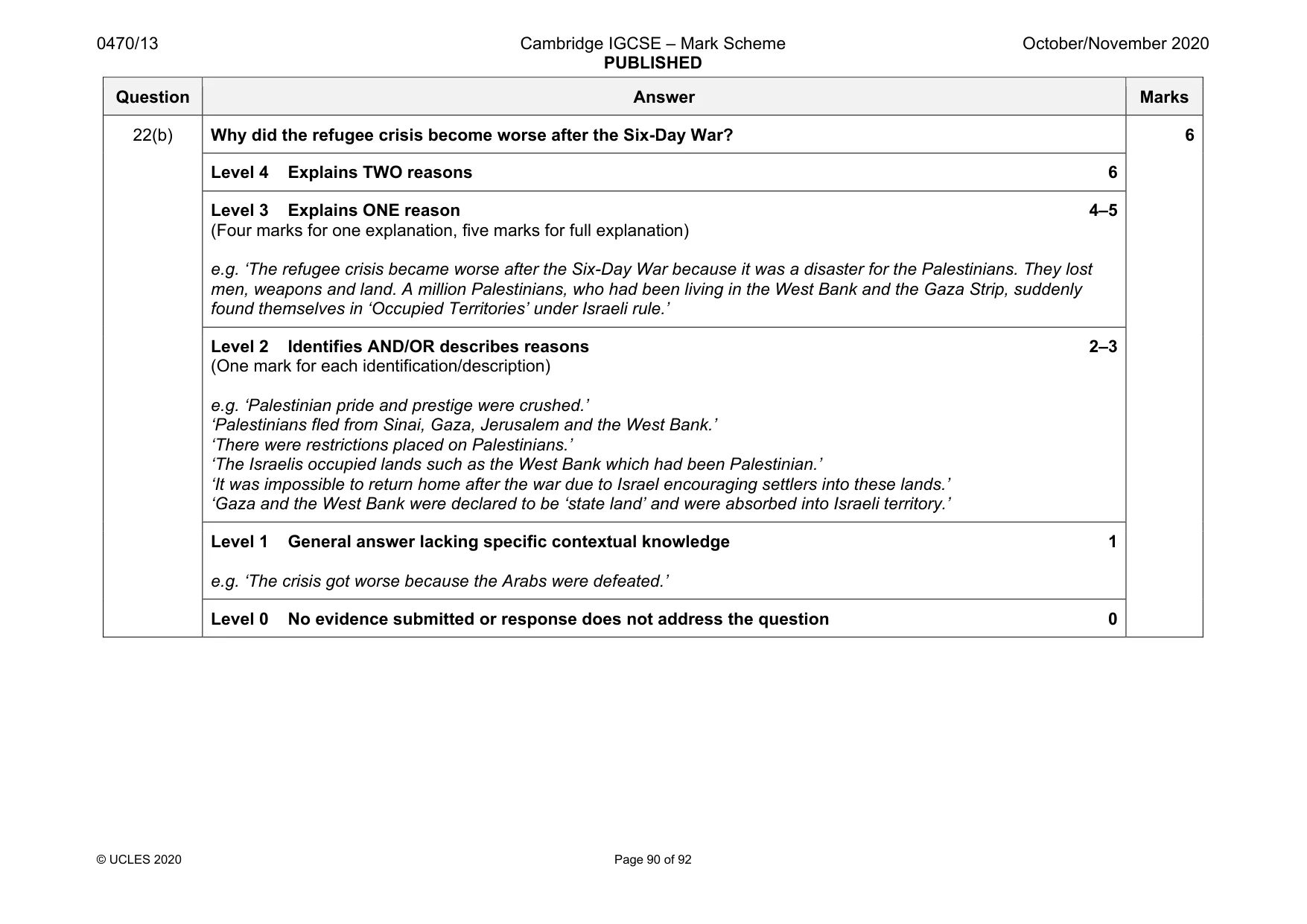 Mark scheme, page 90 of 92