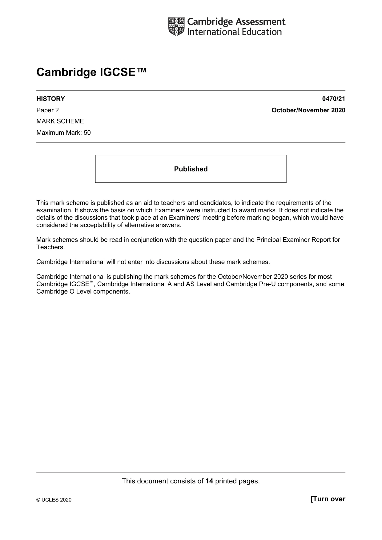 Mark scheme, page 1 of 14