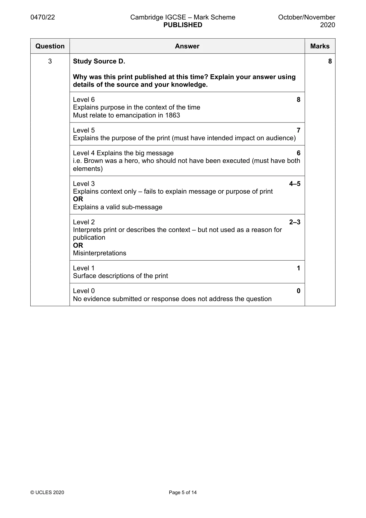 Mark scheme, page 5 of 14
