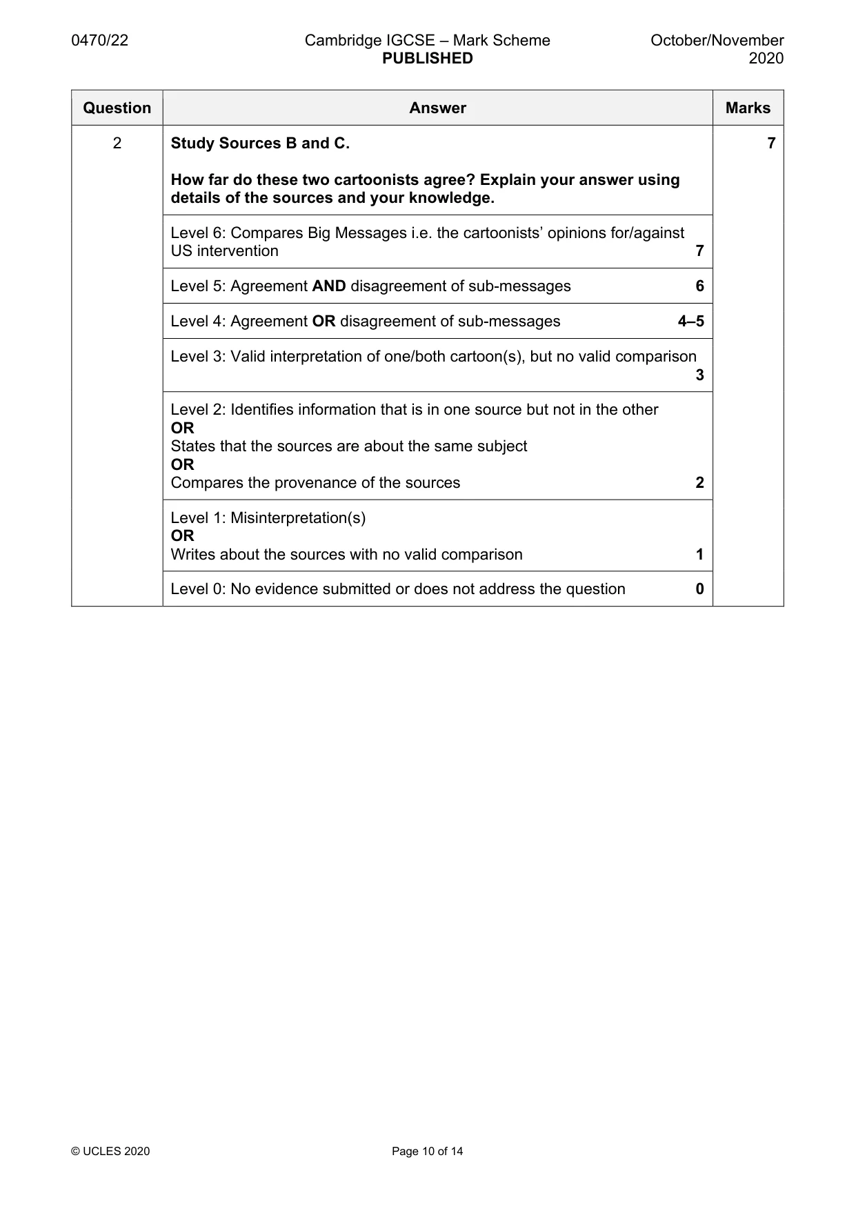 Mark scheme, page 10 of 14