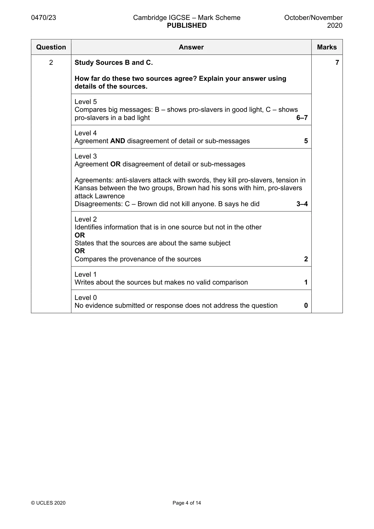 Mark scheme, page 4 of 14