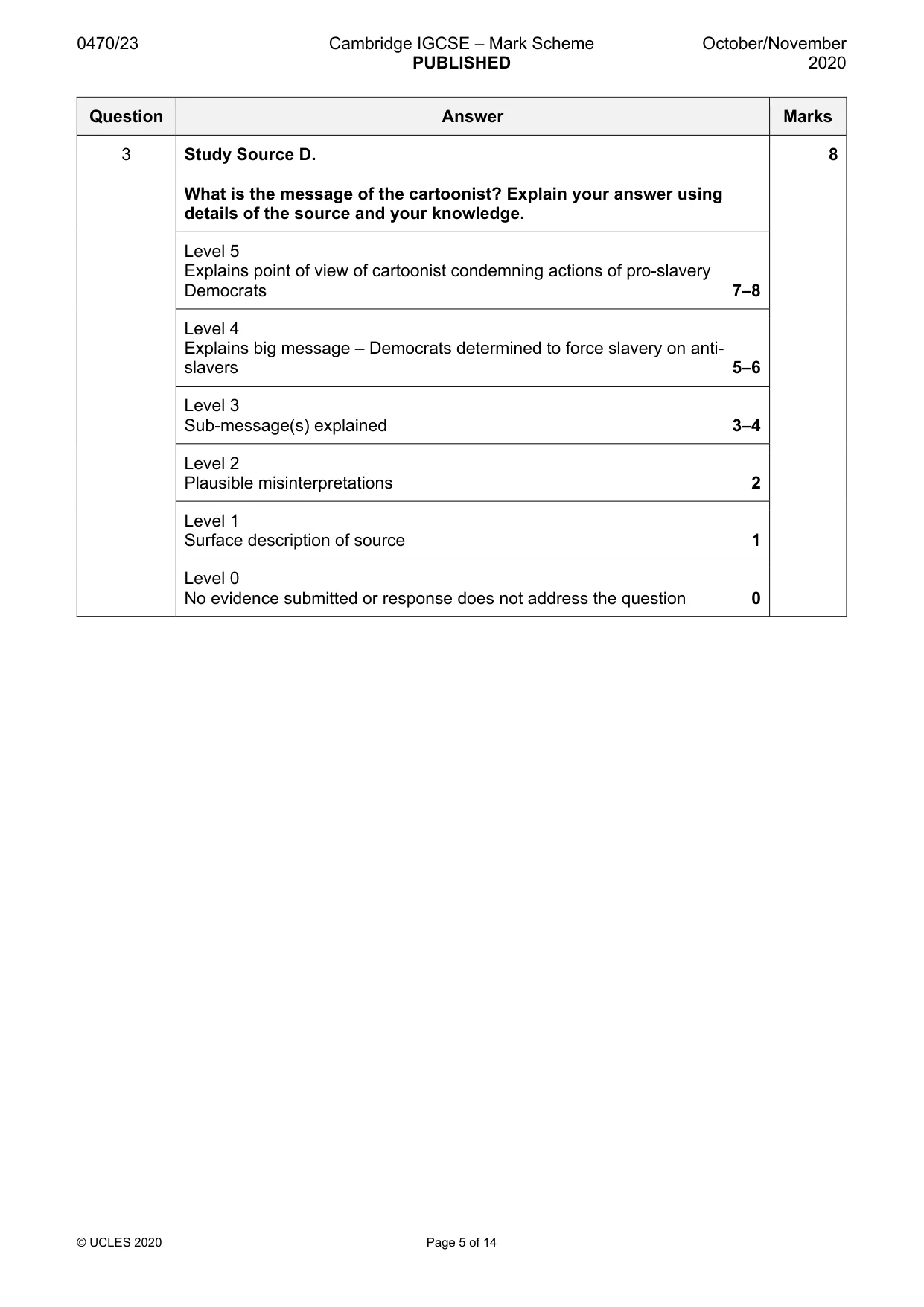 Mark scheme, page 5 of 14