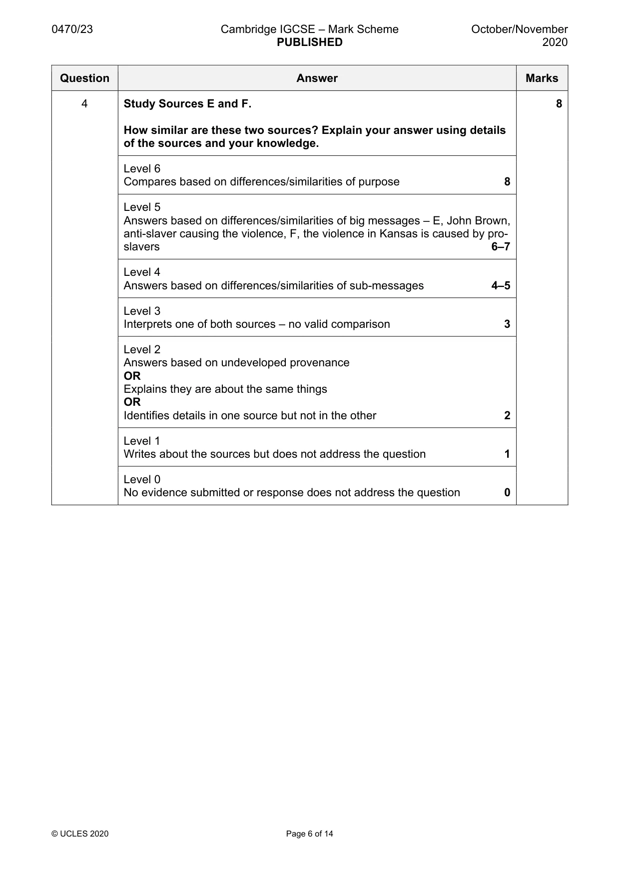 Mark scheme, page 6 of 14