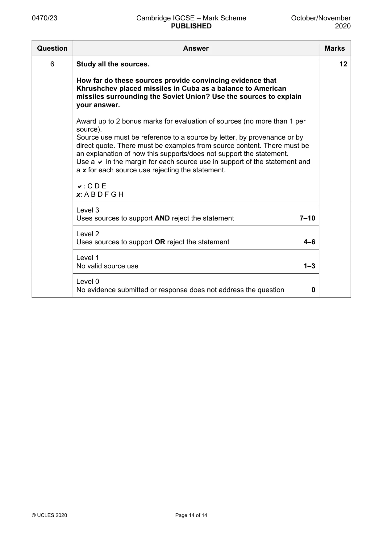 Mark scheme, page 14 of 14