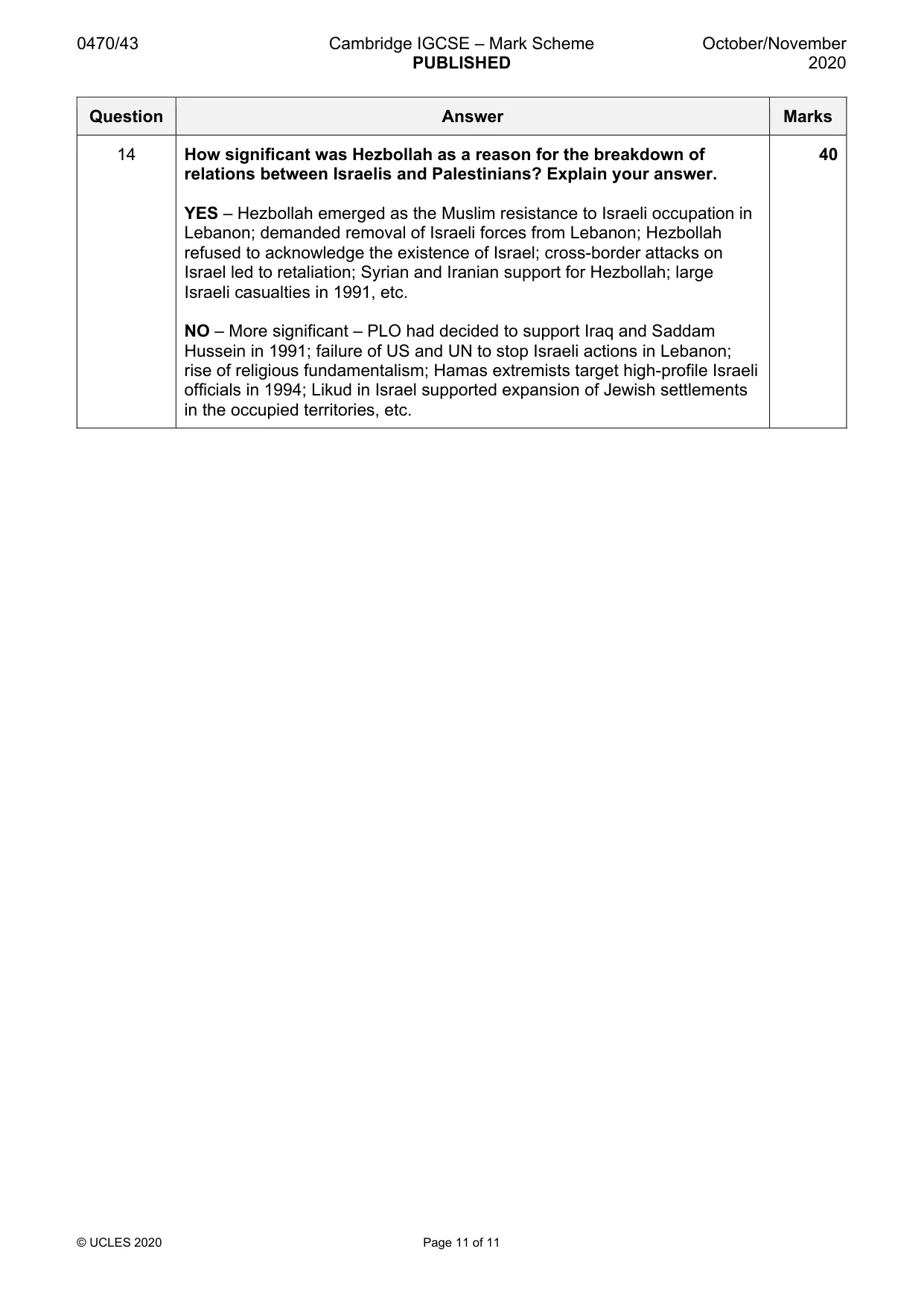 Mark scheme, page 11 of 11