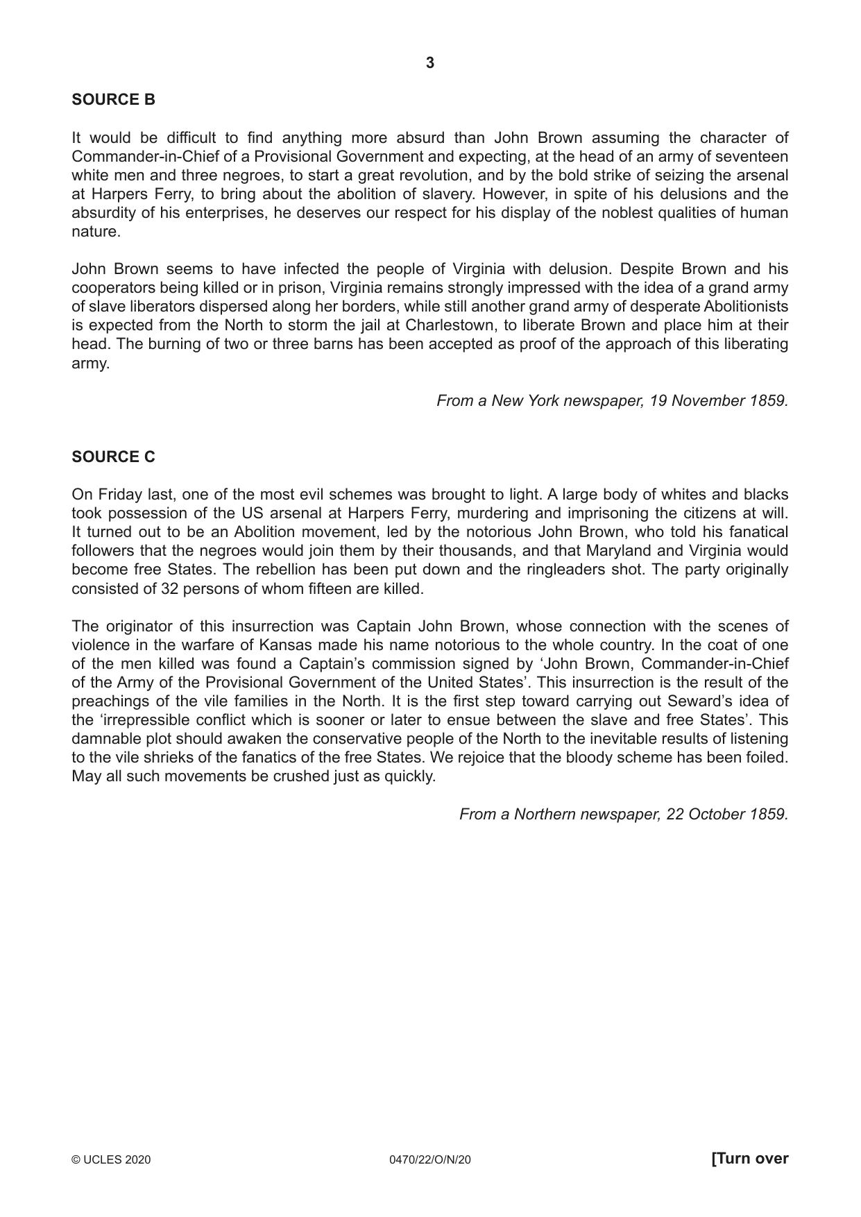 Cambridge IGCSE History 0470 2020 Oct/Nov Paper 2 · Variant 2 question paper, page 3 of 16