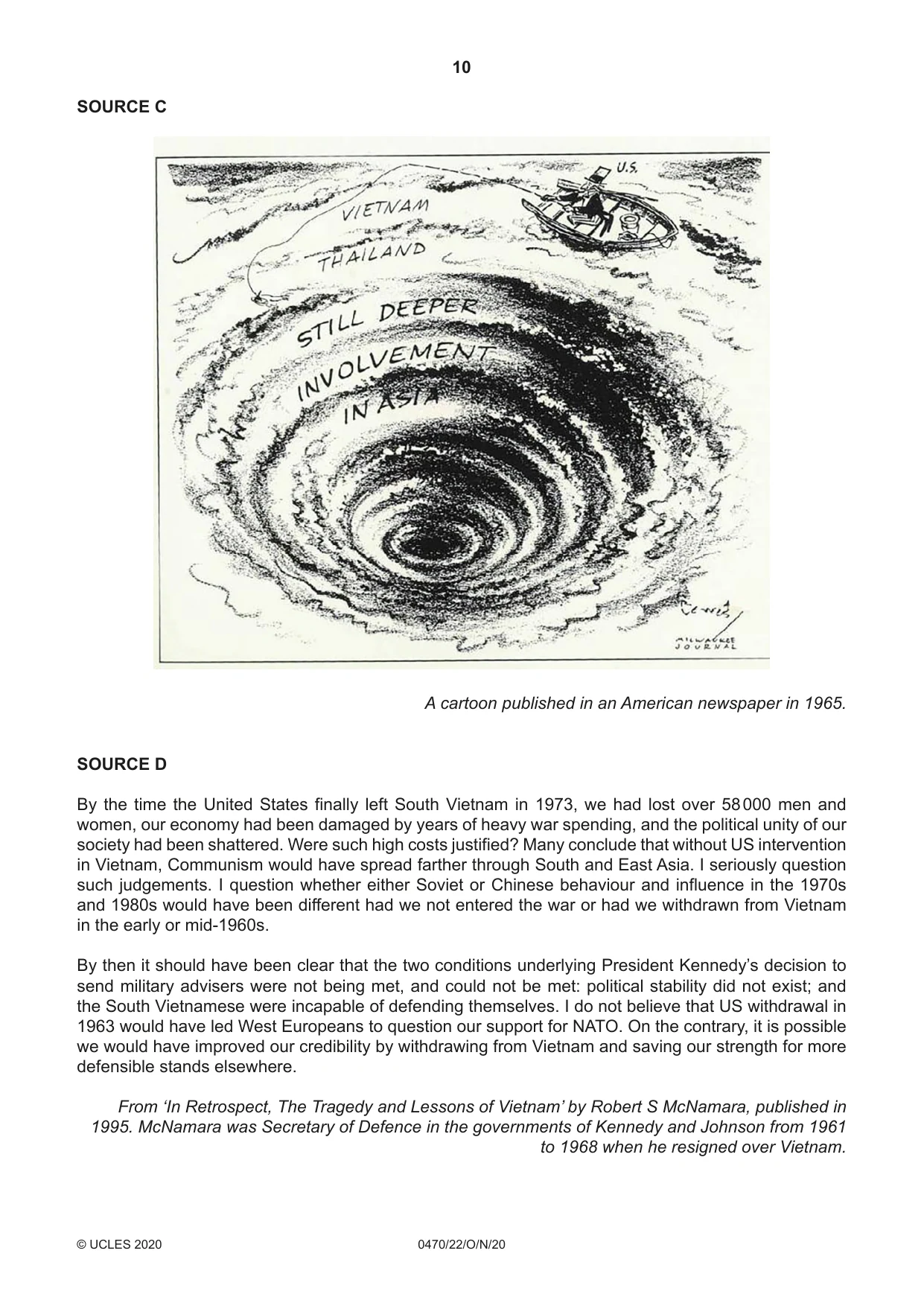 Cambridge IGCSE History 0470 2020 Oct/Nov Paper 2 · Variant 2 question paper, page 10 of 16