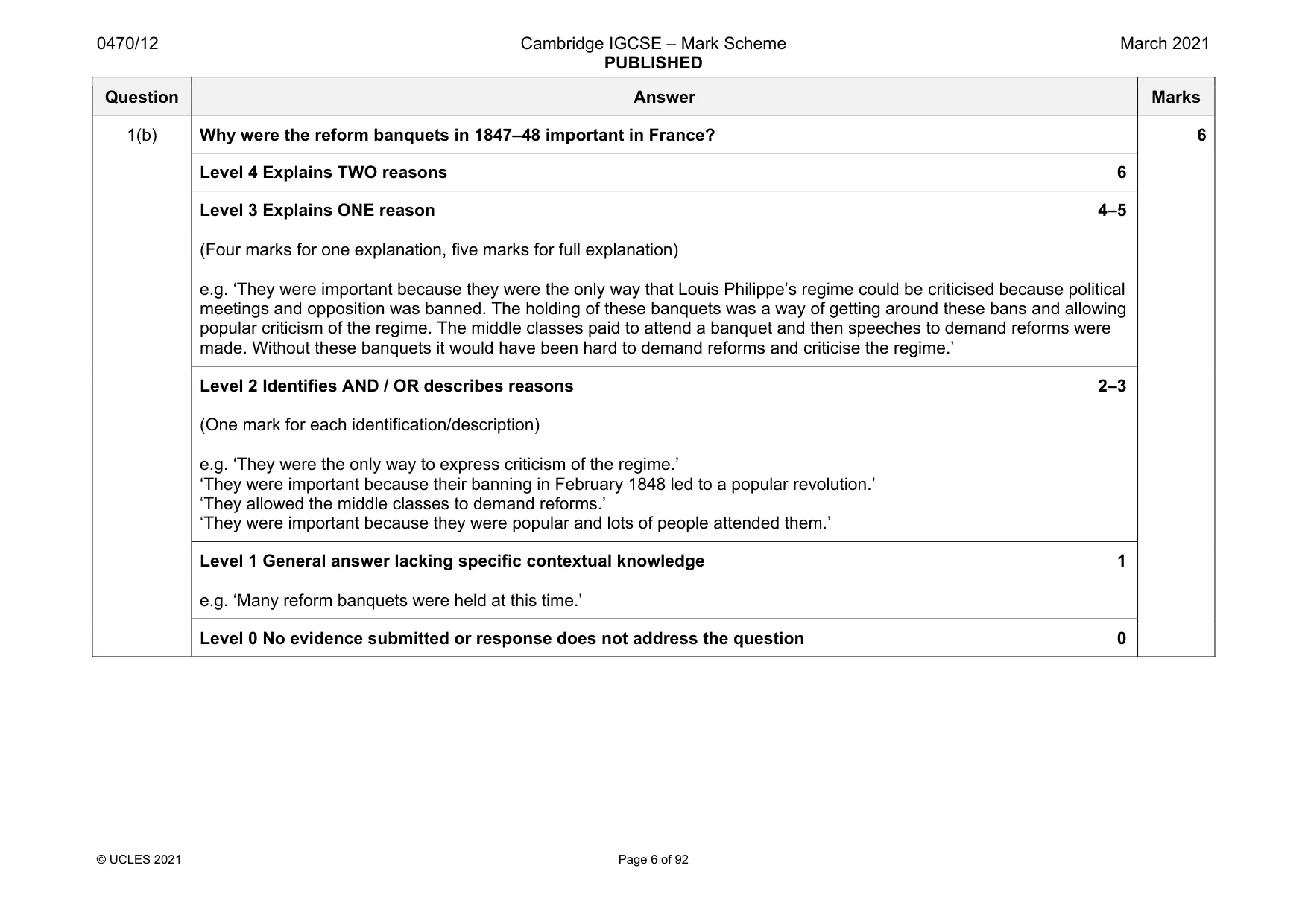 Mark scheme, page 6 of 92
