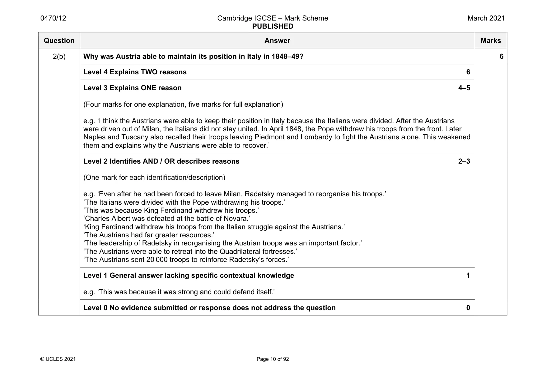 Mark scheme, page 10 of 92