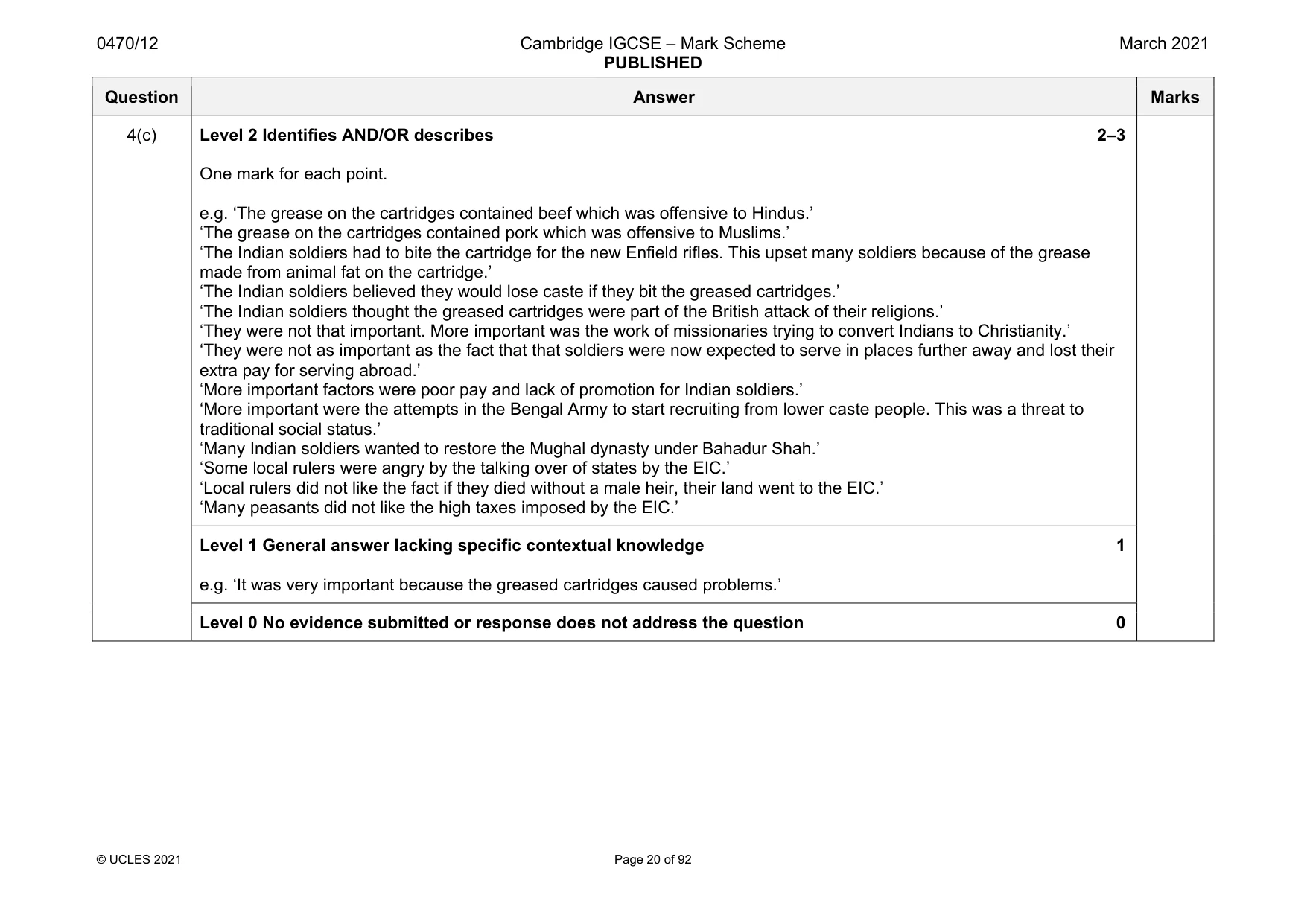 Mark scheme, page 20 of 92